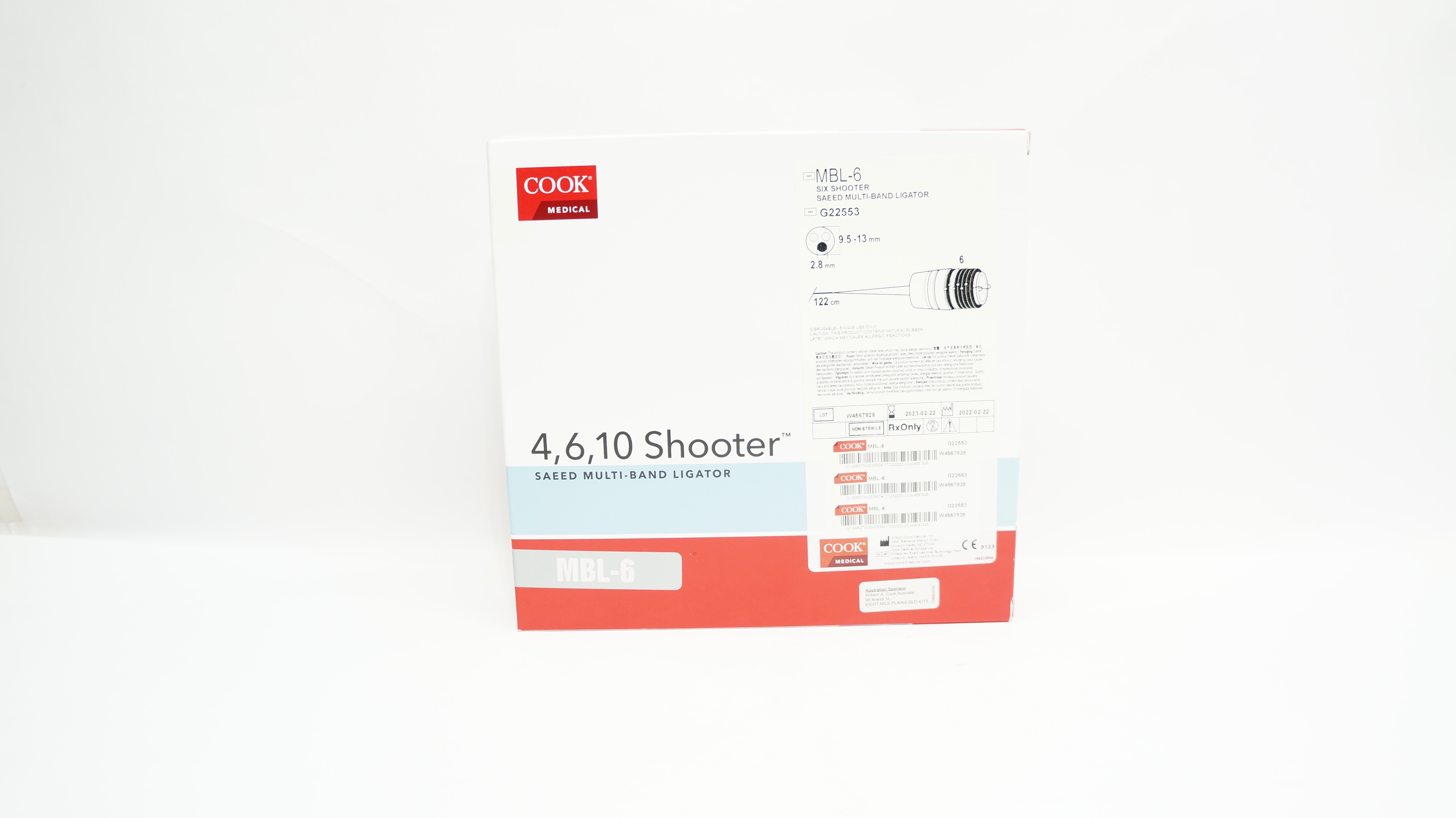 Cook Medical G22553 Six Shooter Saeed Multi-Band Ligator 9.5-13mm x 122cm (x)