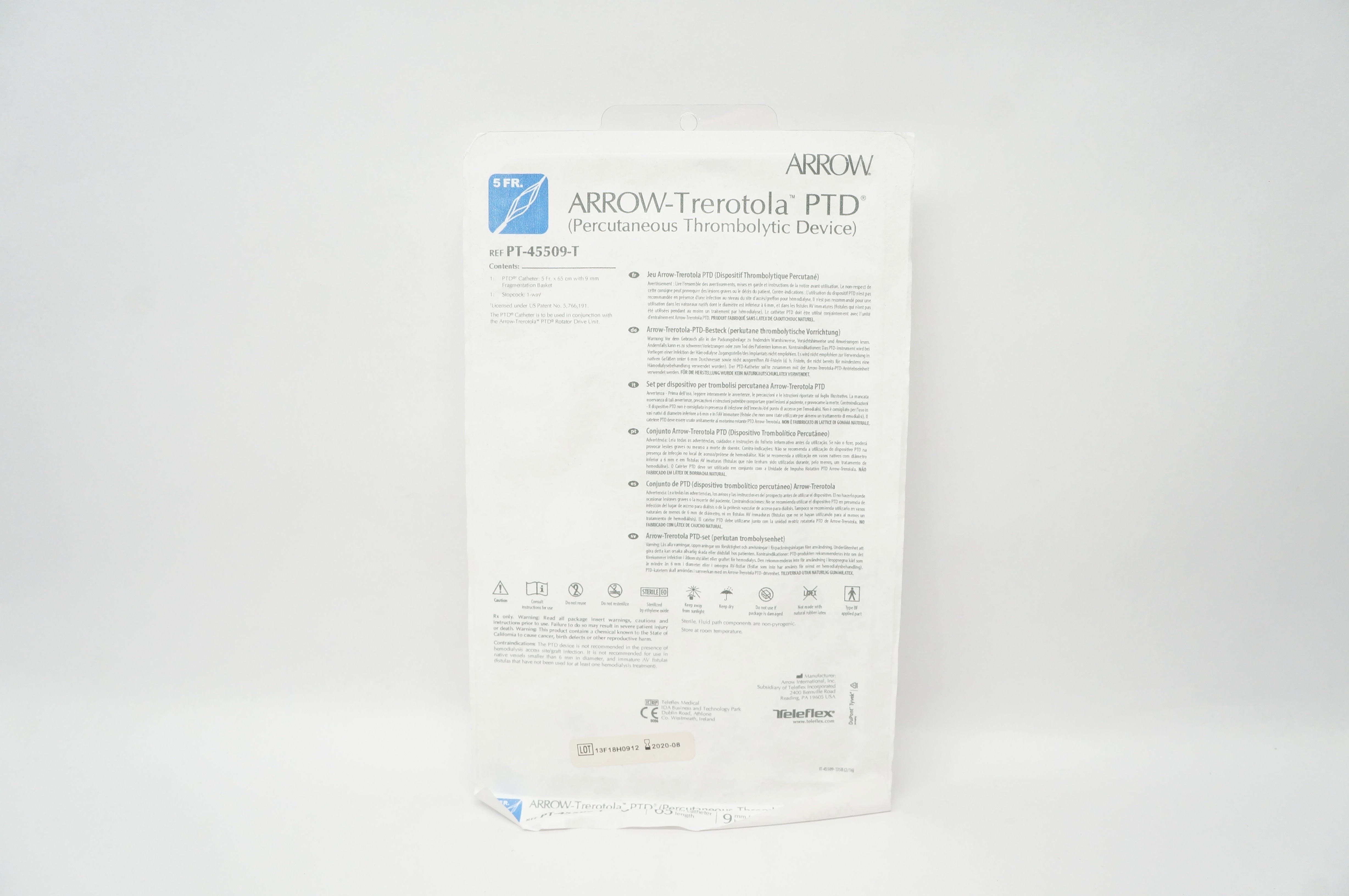 Arrow PT-45509-T Trerotola Percutaneous Thrombolytic Device 5Fr x 65cm x 9mm (x)