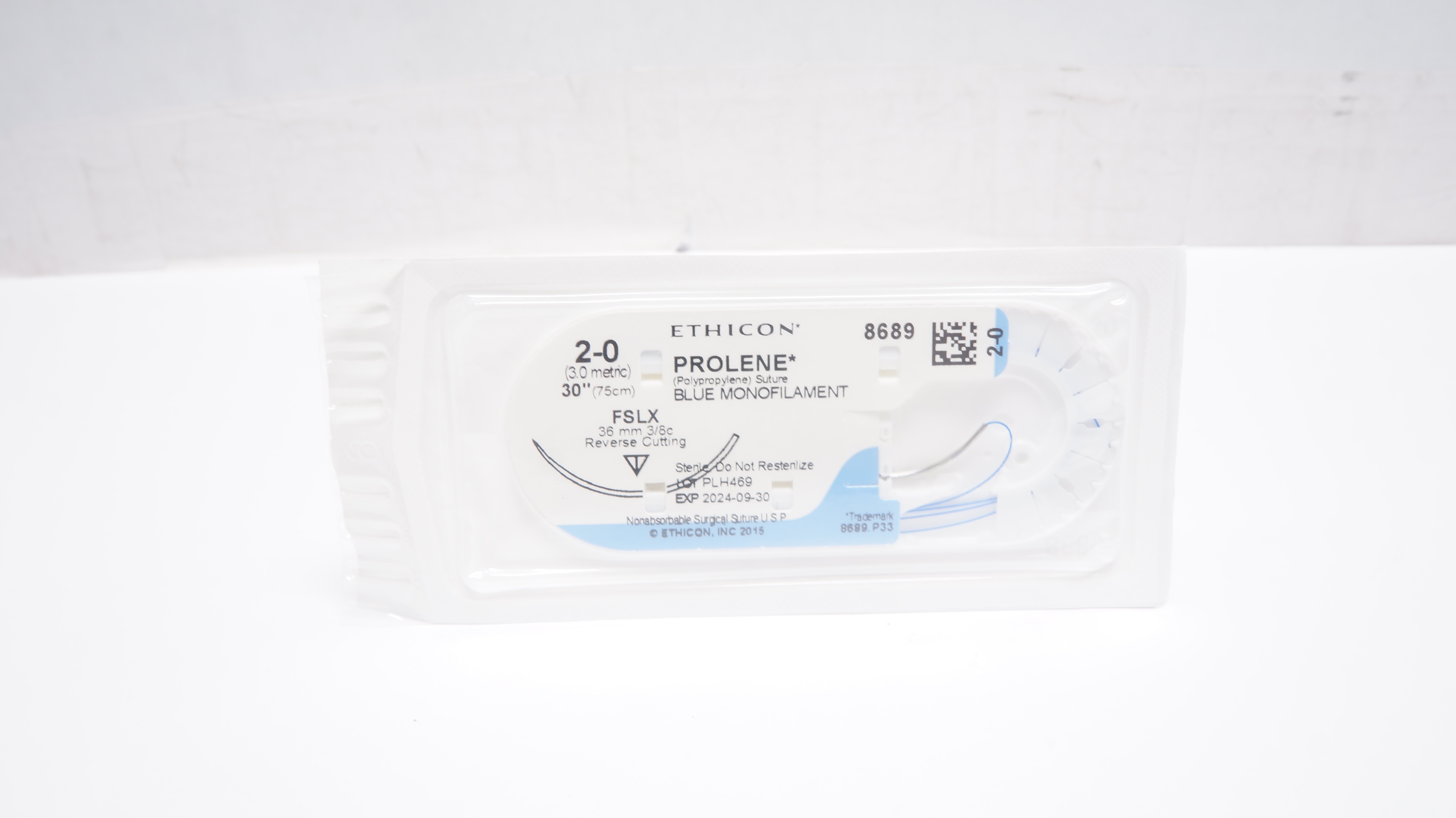 Ethicon 8689 2-0 PROLENE Stre FSLX 36mm 3/8c Reverse Cutting, 30inch
