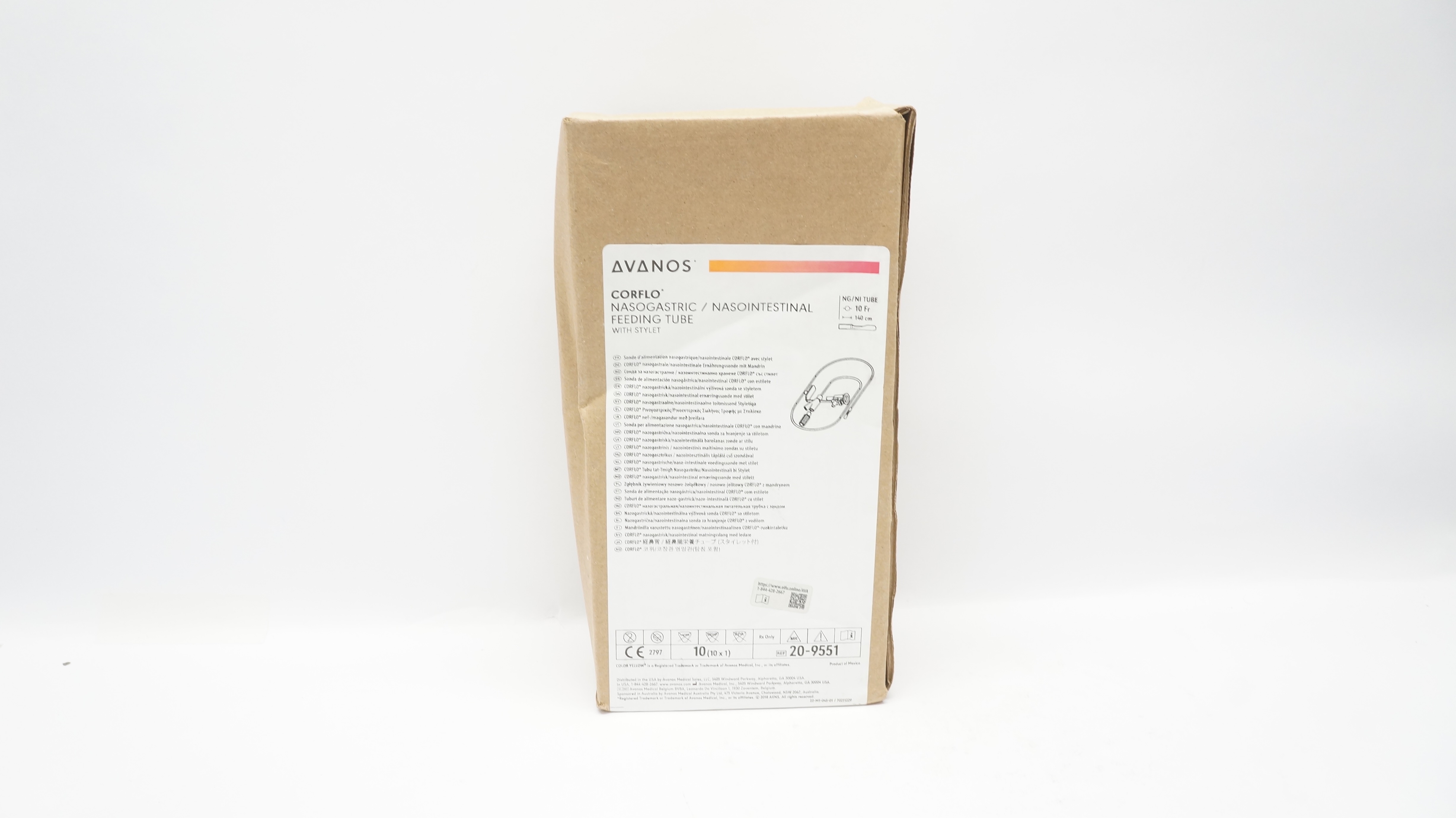 Avanos 20-9551 Corflo Nasogastric/Nasointestinal Feeding Tube 10 Fr - Box of 10