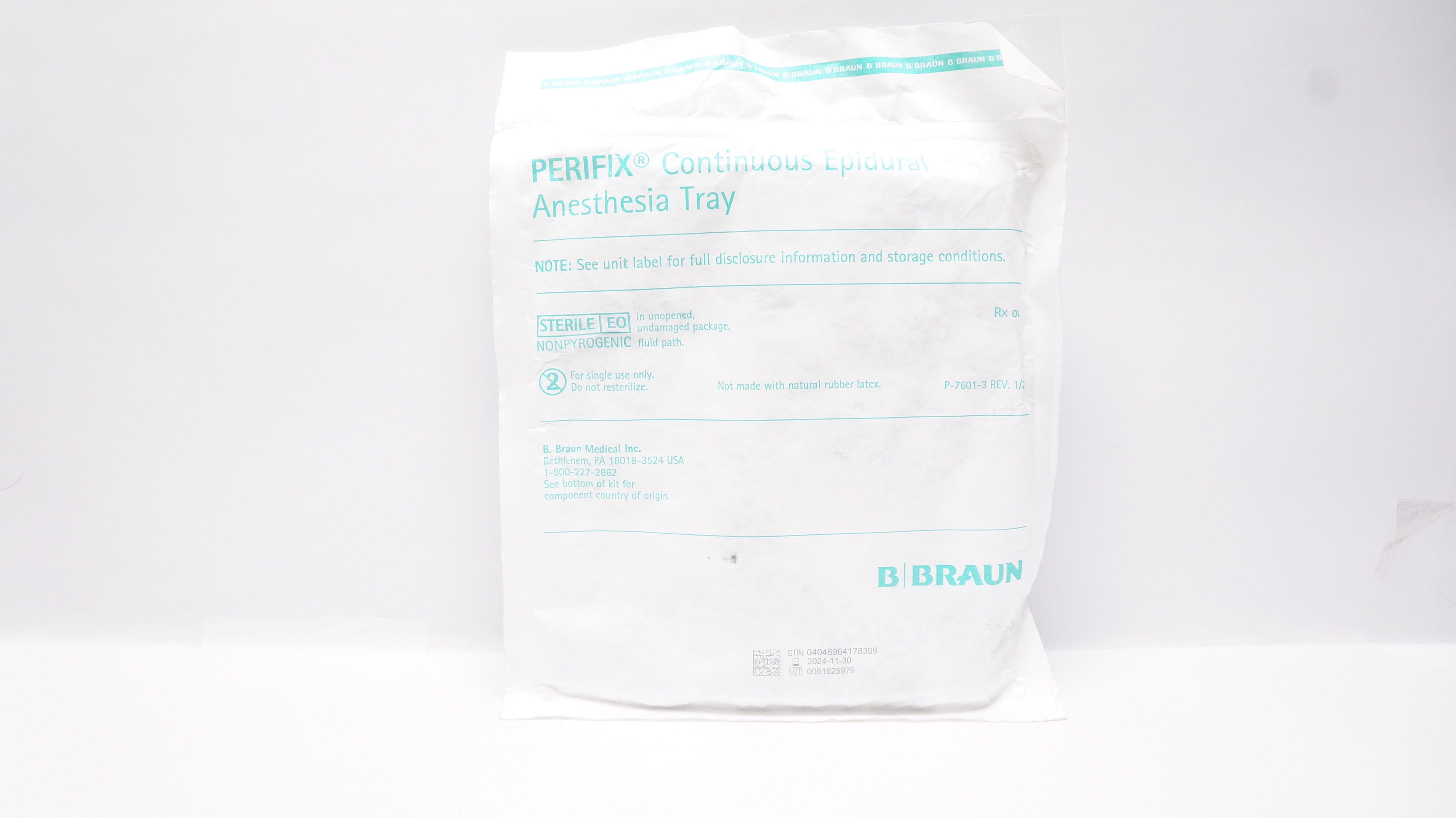 Braun 332224 Perifix Continuous Epidural Anesthesia Tray 20G