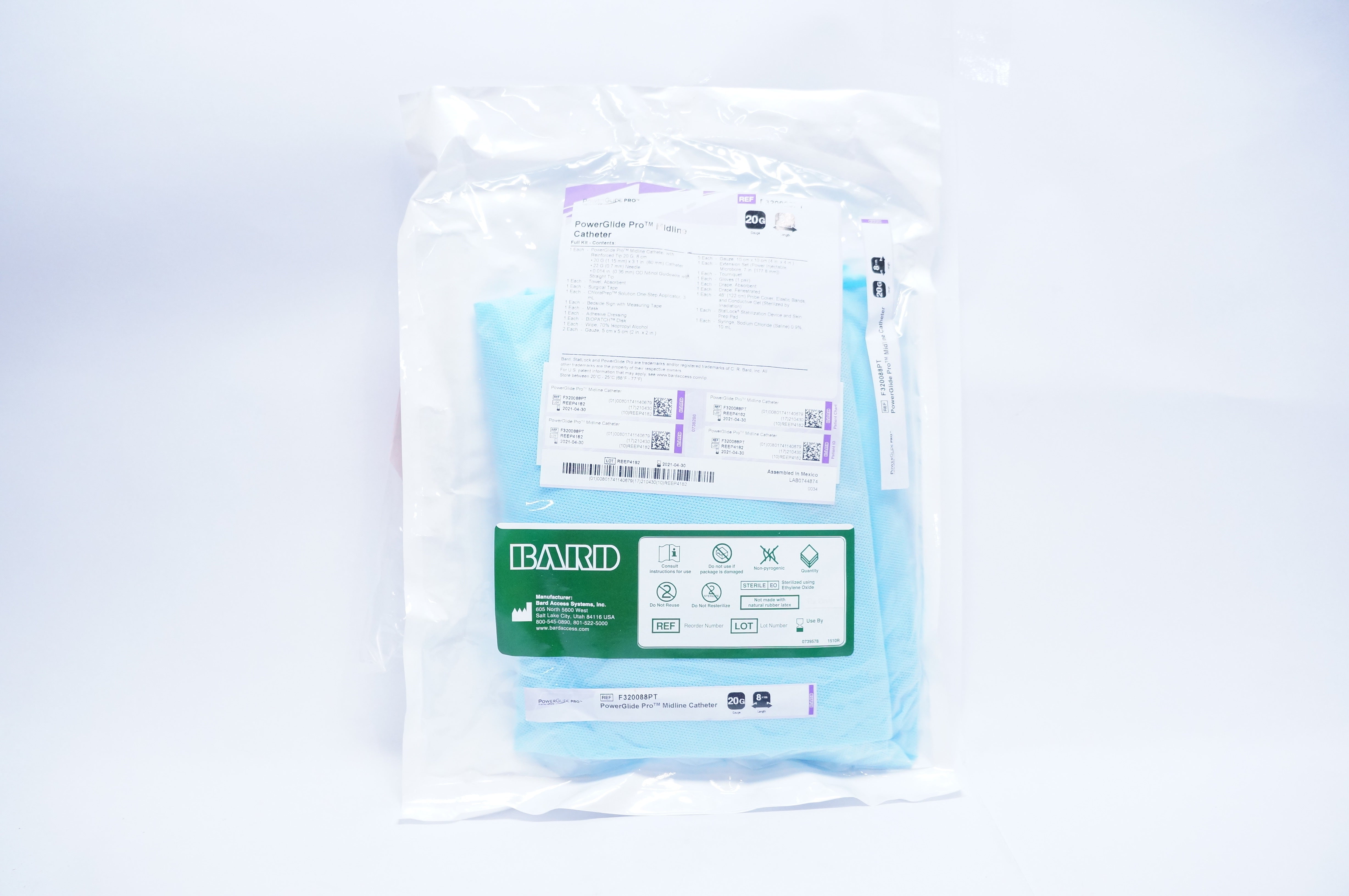 Bard F320088PT PowerGlide Pro Midline Catheter 20G x 8cm