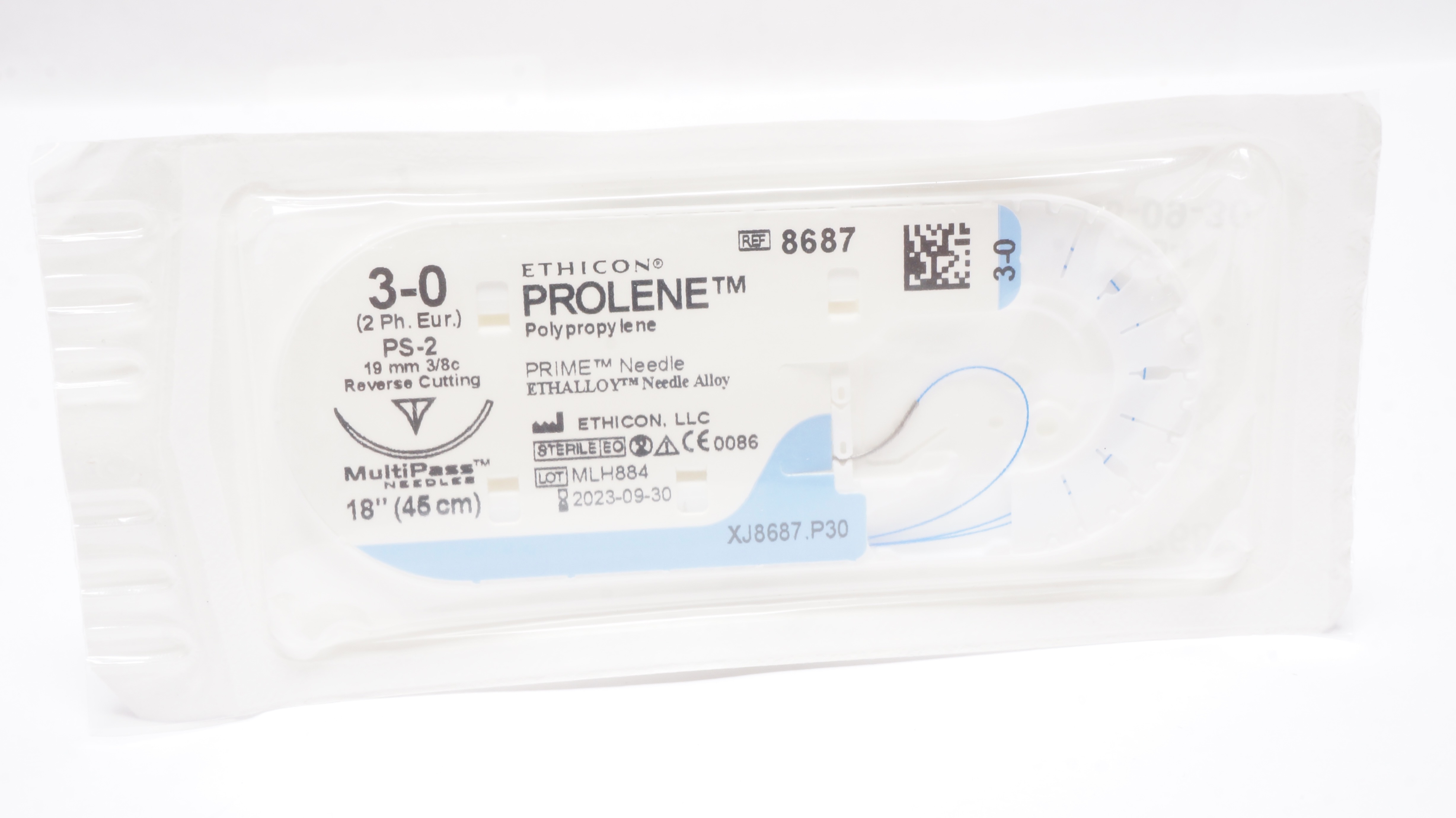 Ethicon 8687 3-0 Prolene Polypropylene PS-2 19mm 3/8c ReverseCutting, 18inch