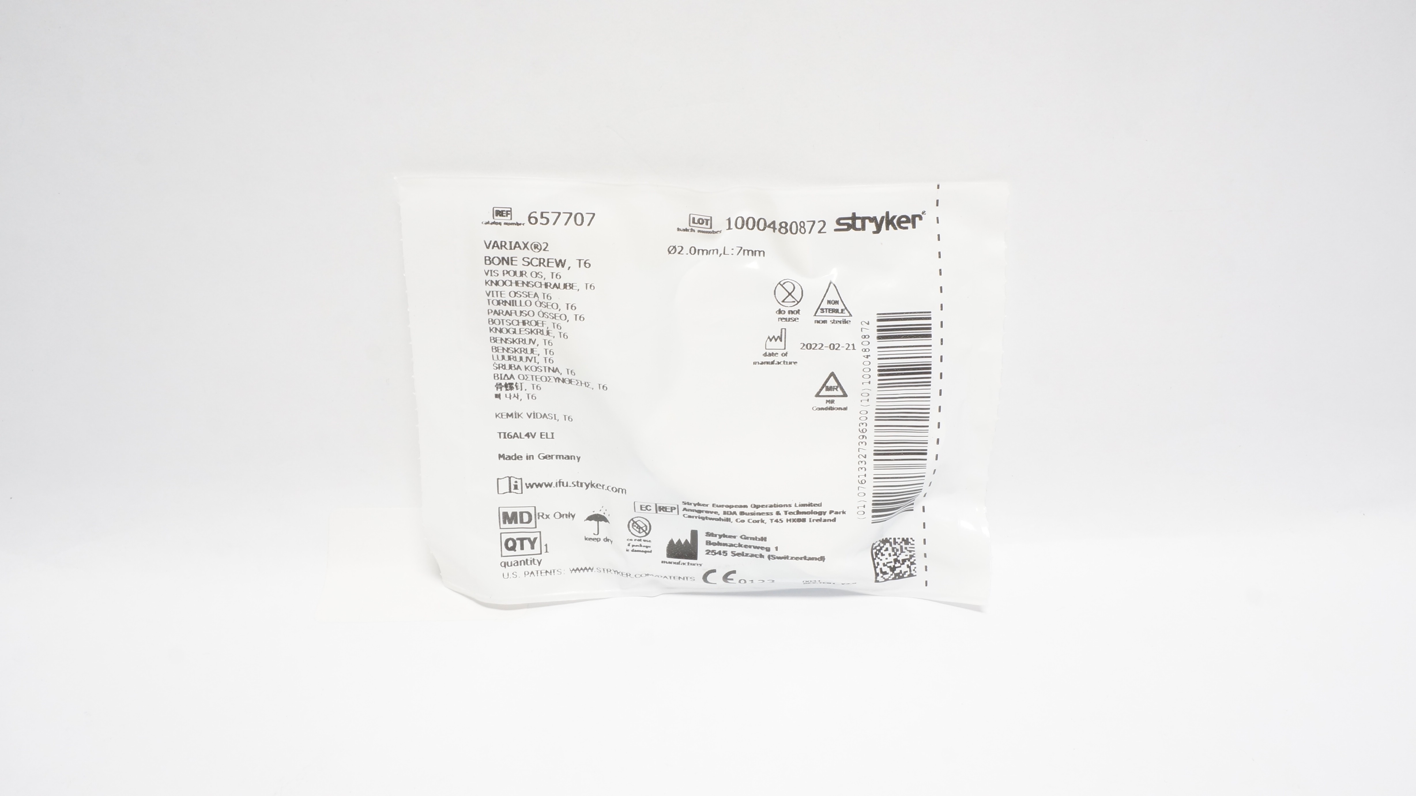 Stryker 657707 Variax 2, 2.0mm x 7mm