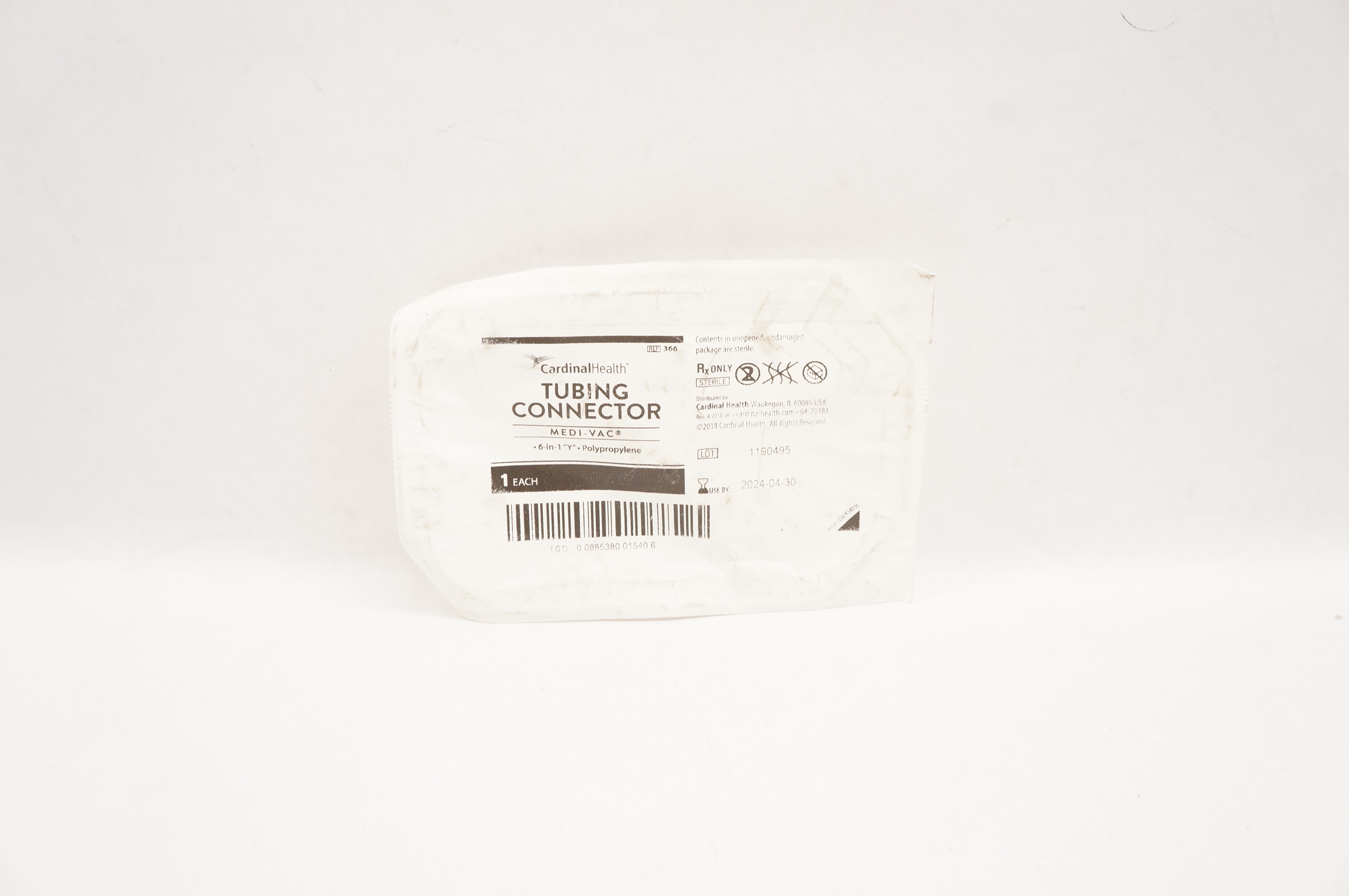 Cardinal Health 366 Medi-Vac Tubing Connector 6 inch1 "Y" Polypropylene