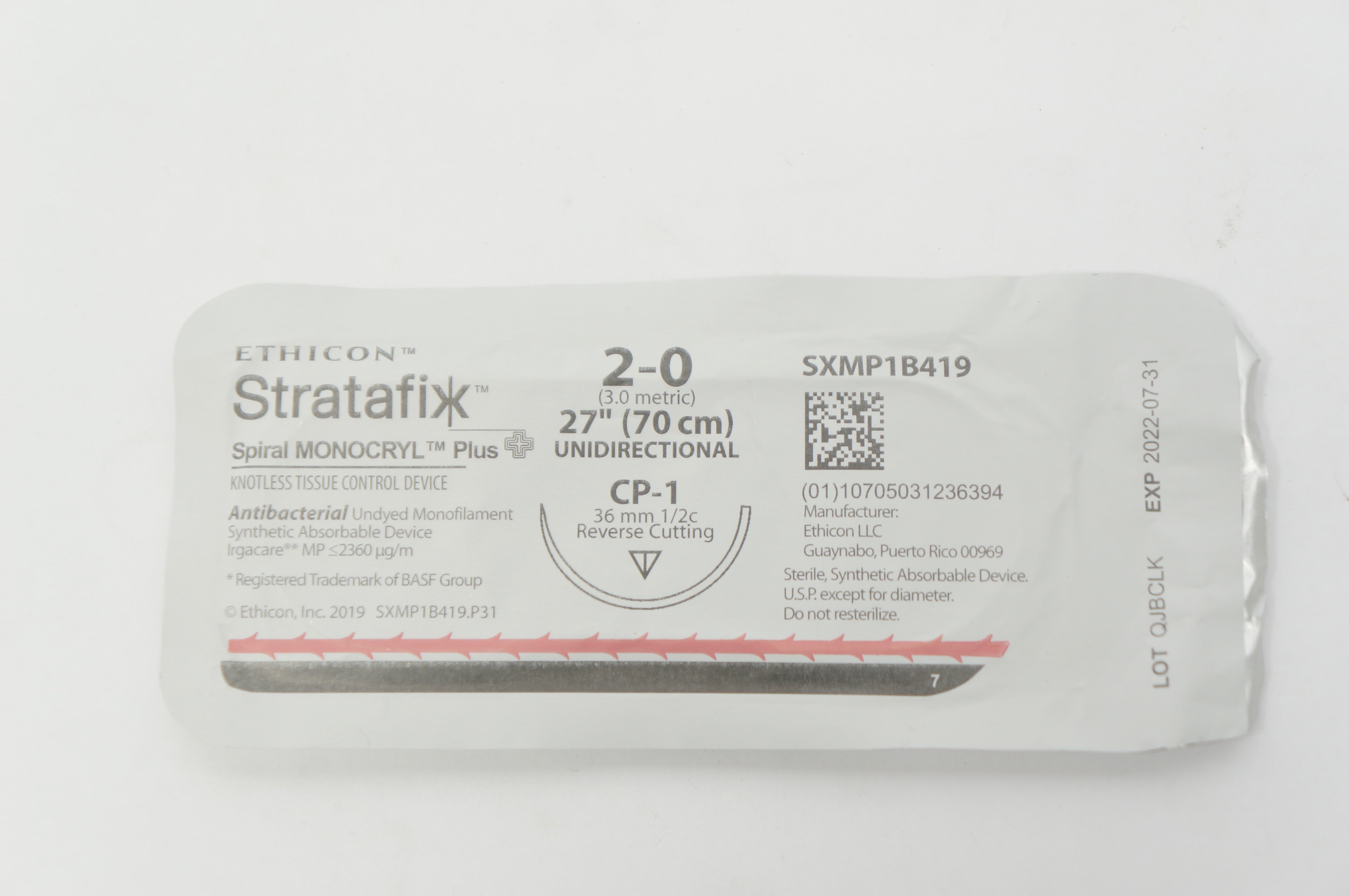 Ethicon SXMP1B419 2-0 MONOCRYL Plus CT-1 36mm 1/2c 27inch (x)