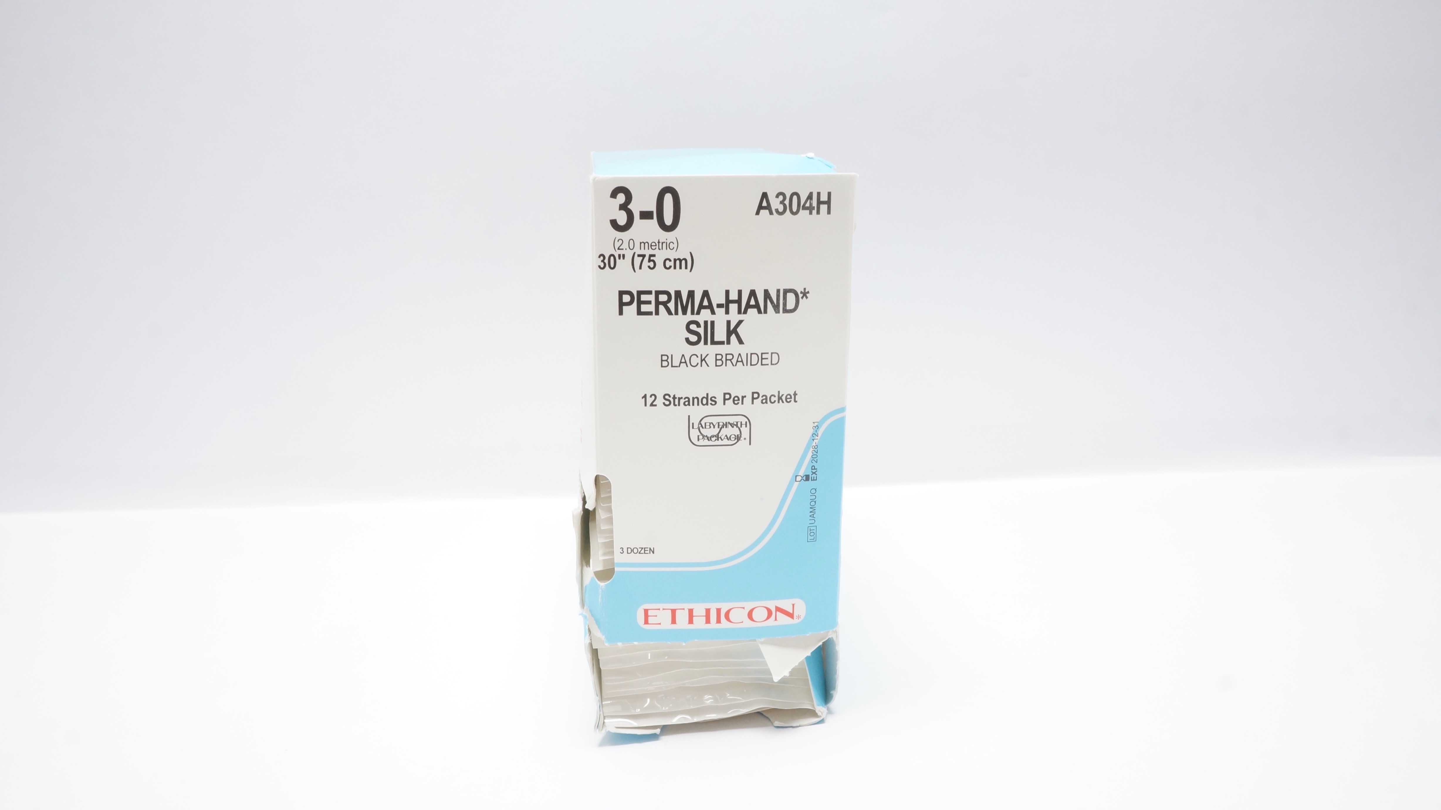 Ethicon A304H 3-0 Perma-Hand Silk, 30inch - Box of 32