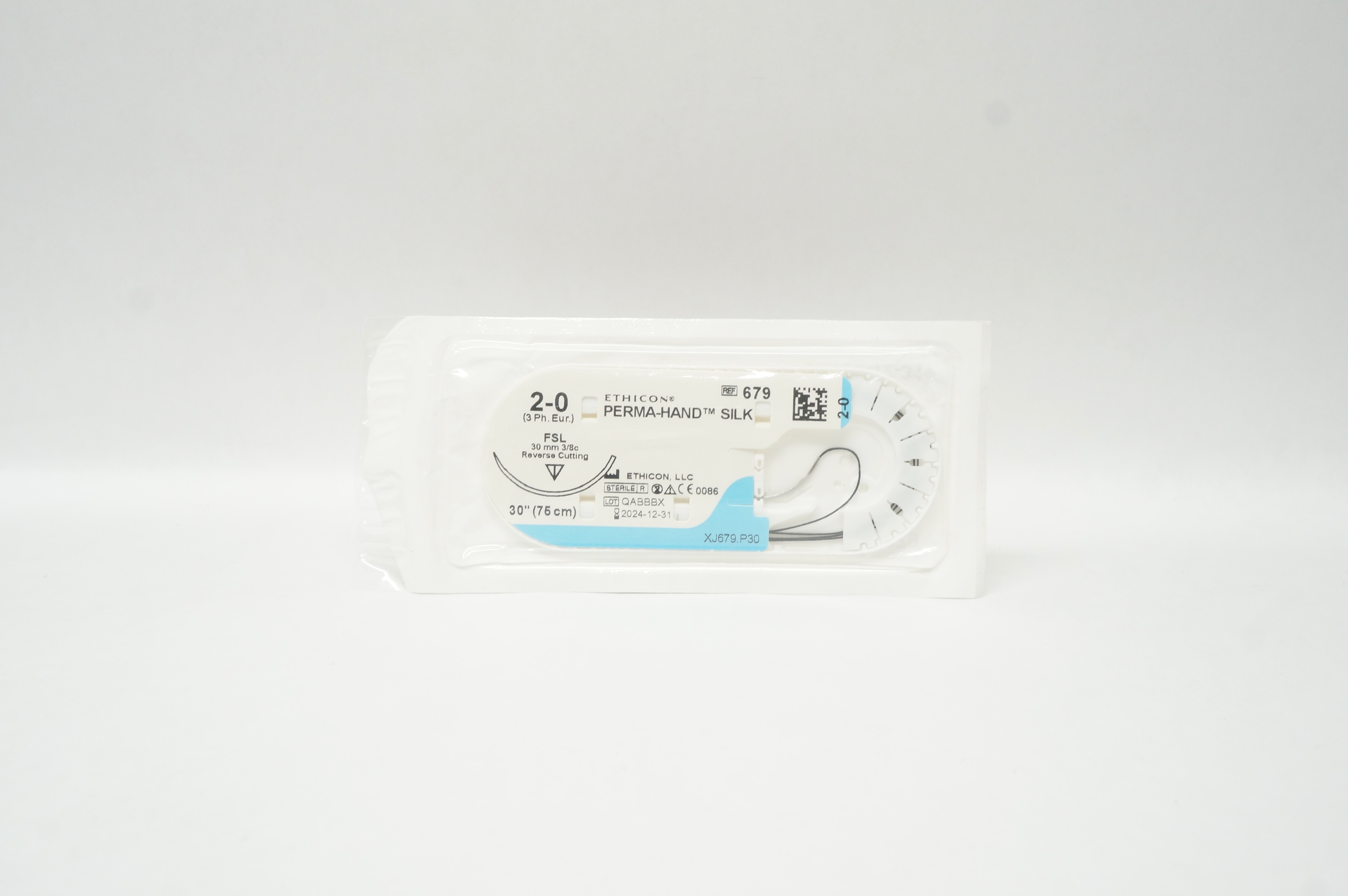 Ethicon 679 2-0 Perma-Hand Silk FSL 30mm 3/8c Reverse Cutting, 30inch