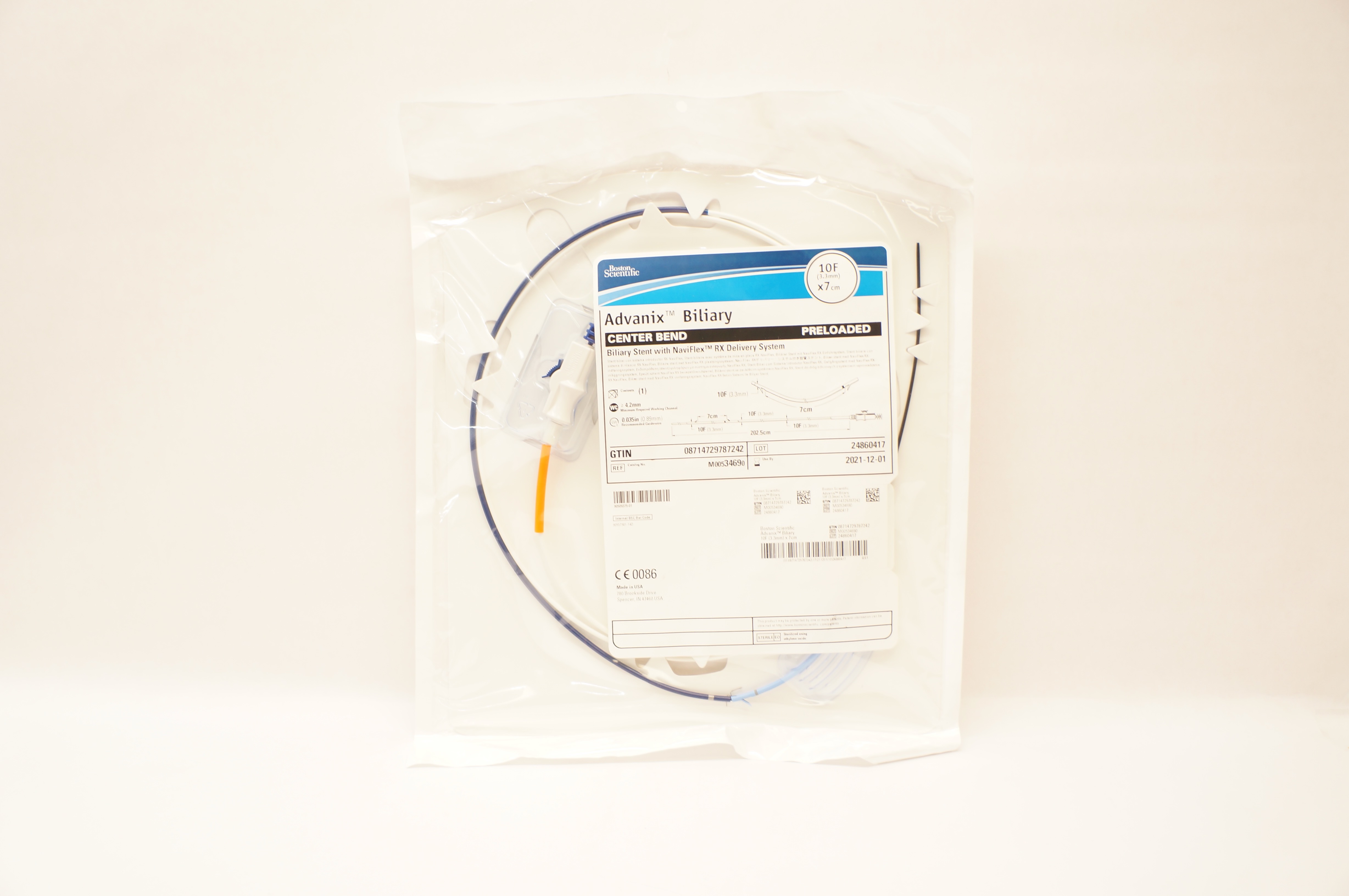 Boston Scientific 3469 Advanix Biliary Center Bend Biliary Stnt 10F x 7cm (x)