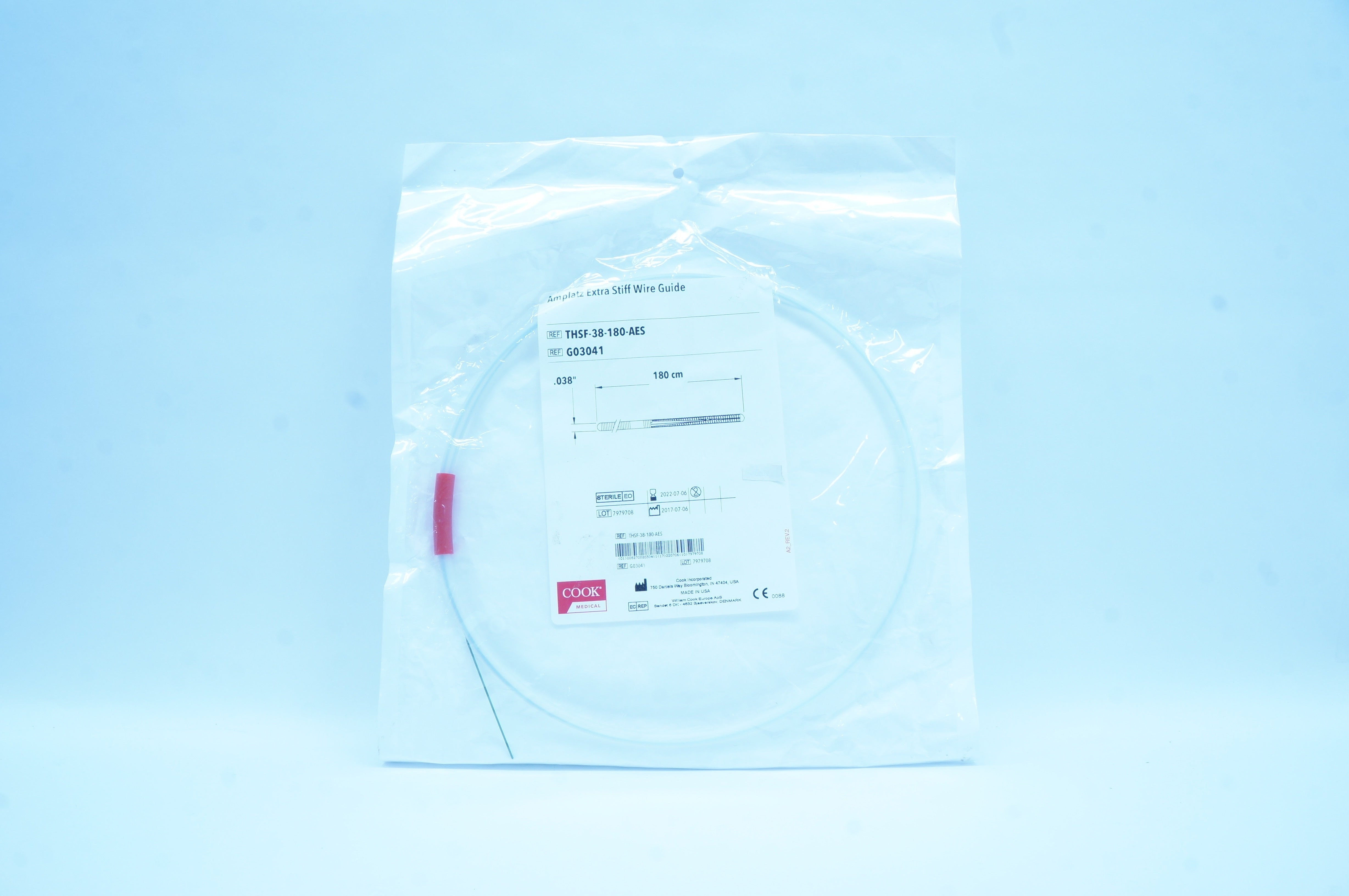 Cook Medical G03041 Amplatz Extra Stiff Wire Guide 0.038inch x 180cm