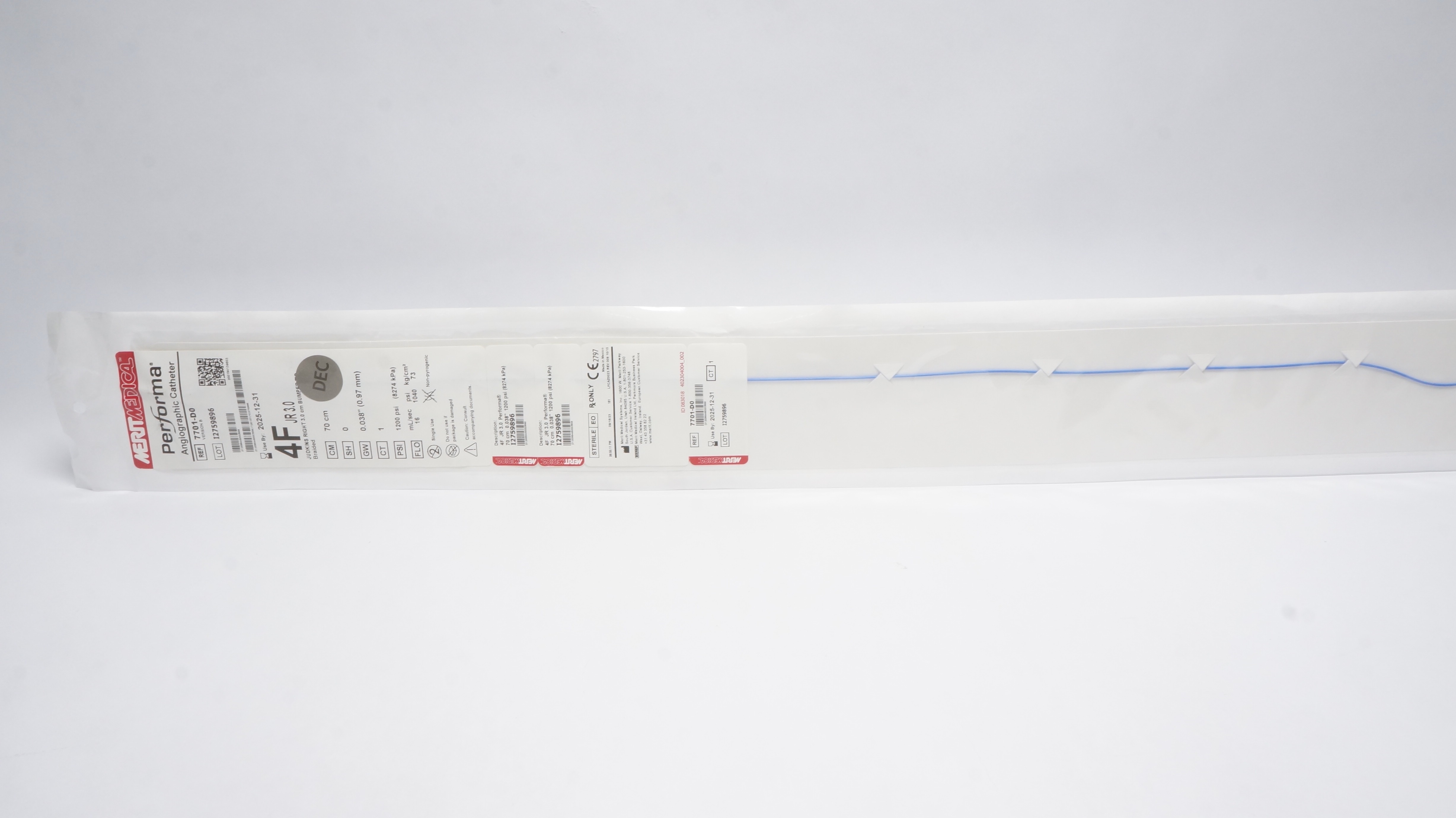 Merit Medical 7701-D0 Performa Angiographic Cath. 4F JR 3.0 (x)