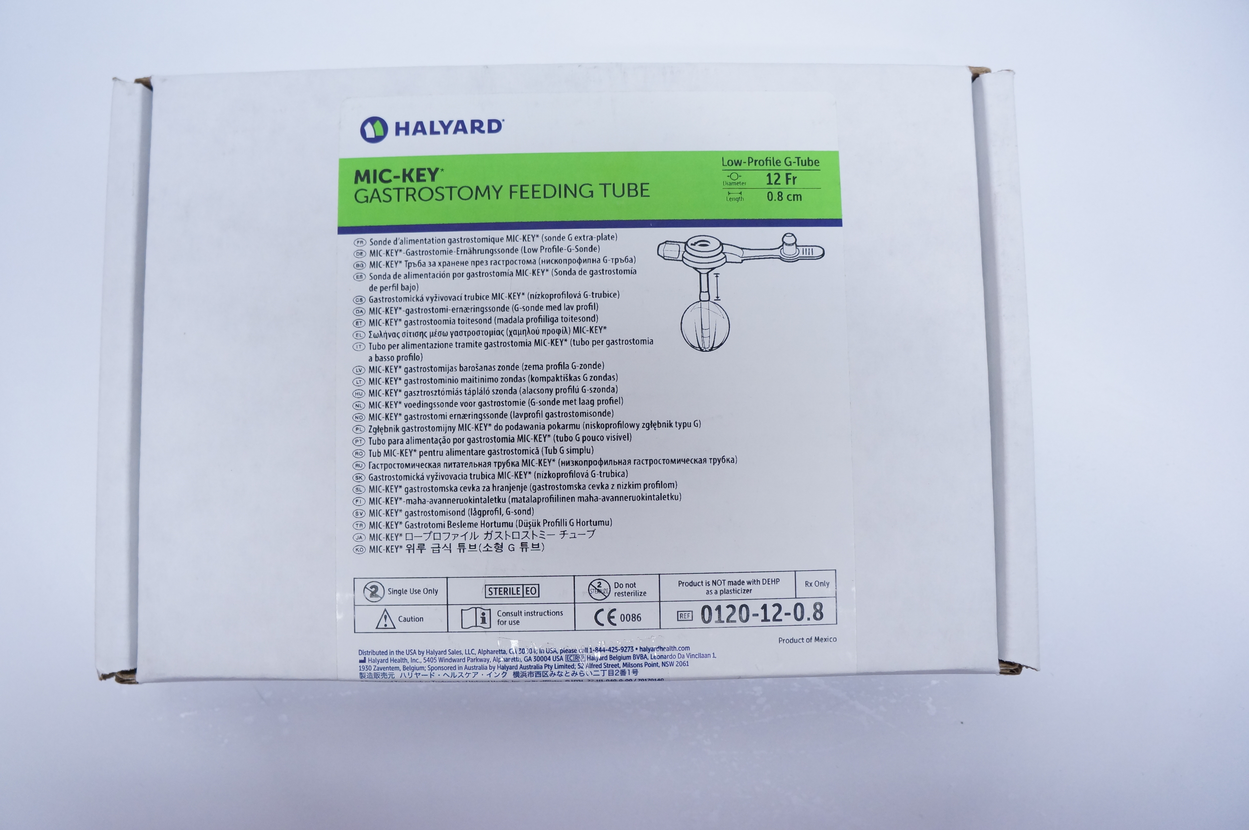 Halyard 0120-12-0.8 MIC-KEY Gastrostomy Feeding Tube 12Fr. (x)