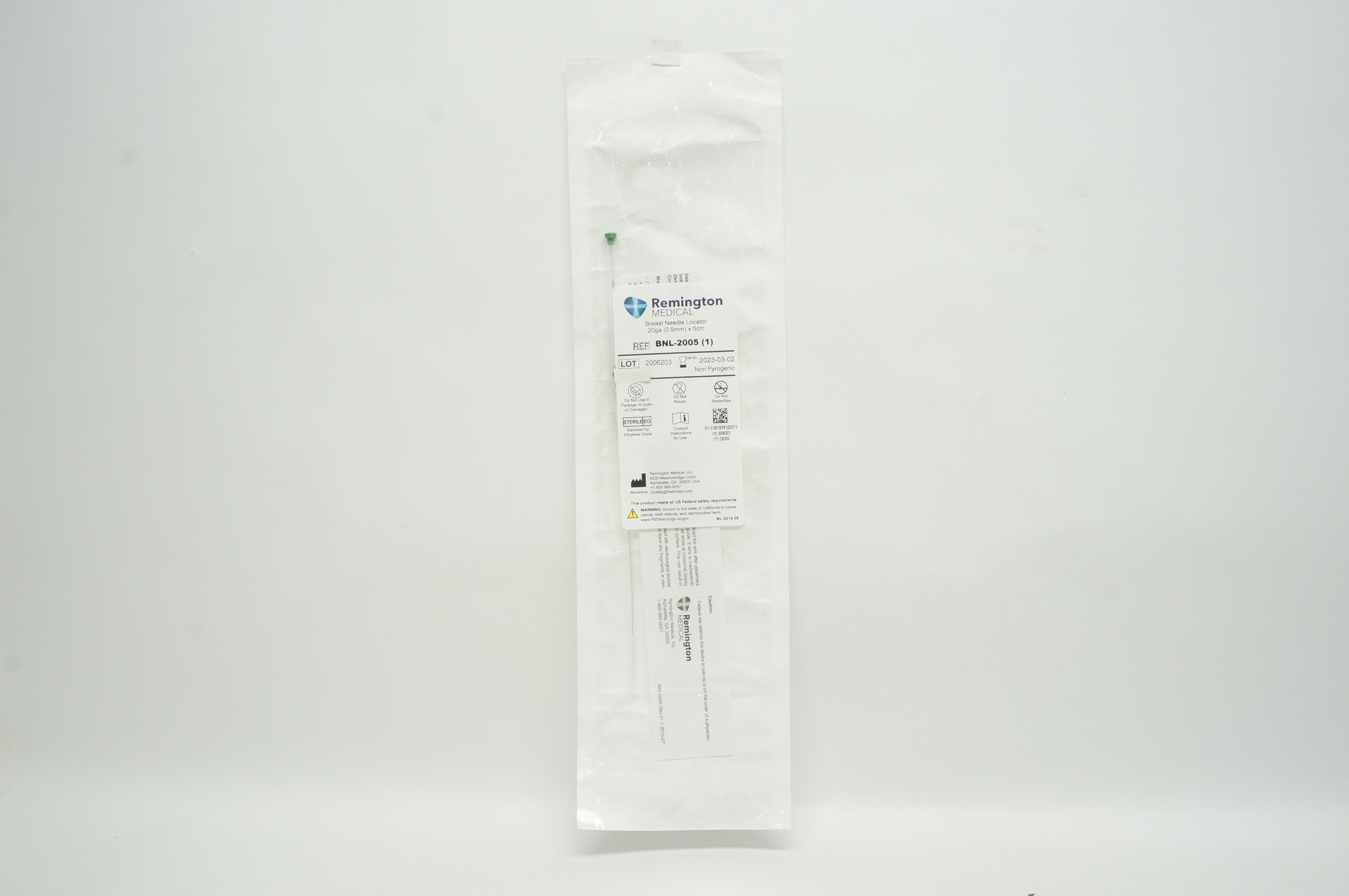 Remington Medical BNL-2005 Breast Ndle Locator 20ga x 5cm