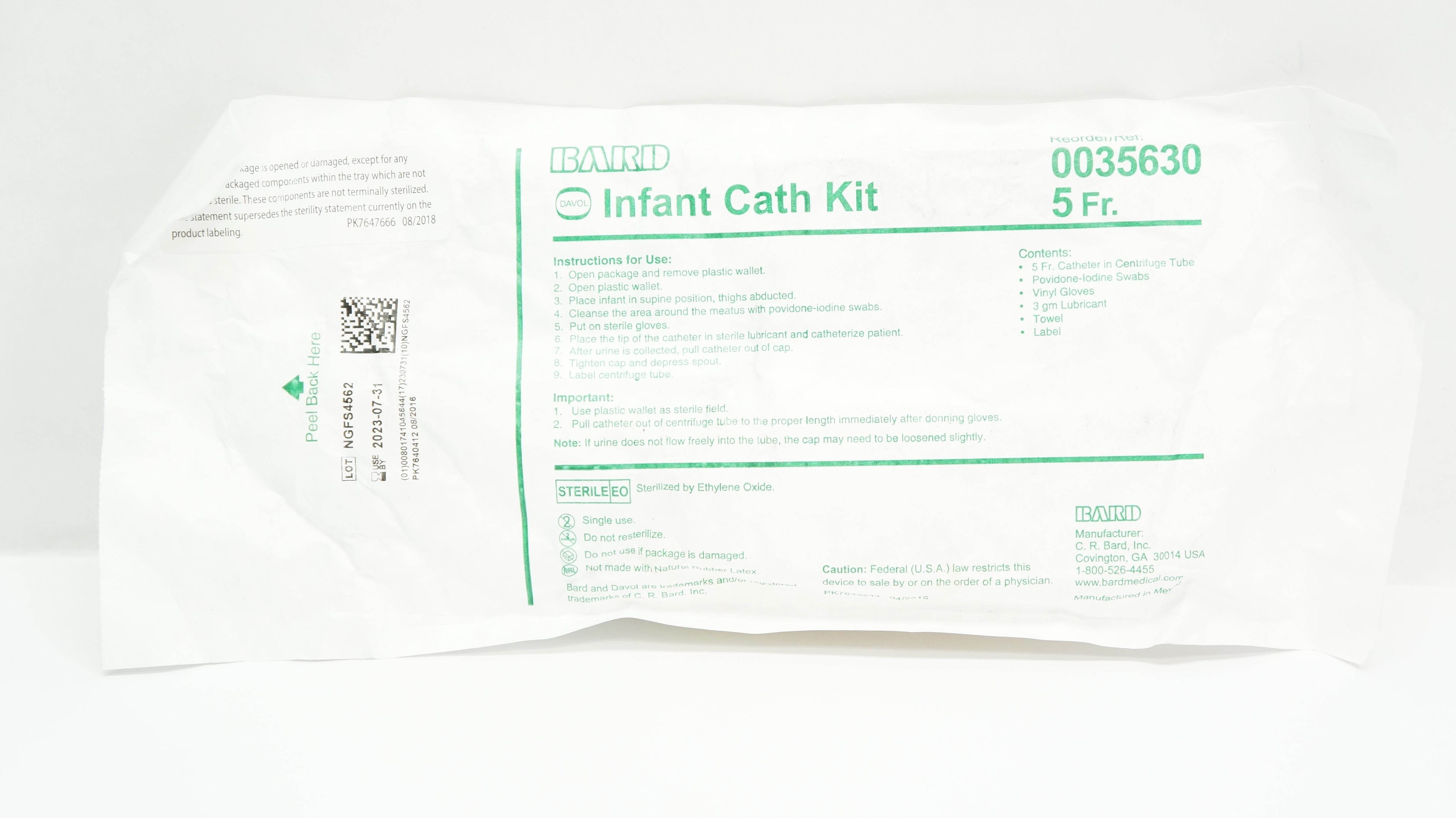Bard 0035630 Davol Infant and Pediatric Cath Kit 5Fr. (x)
