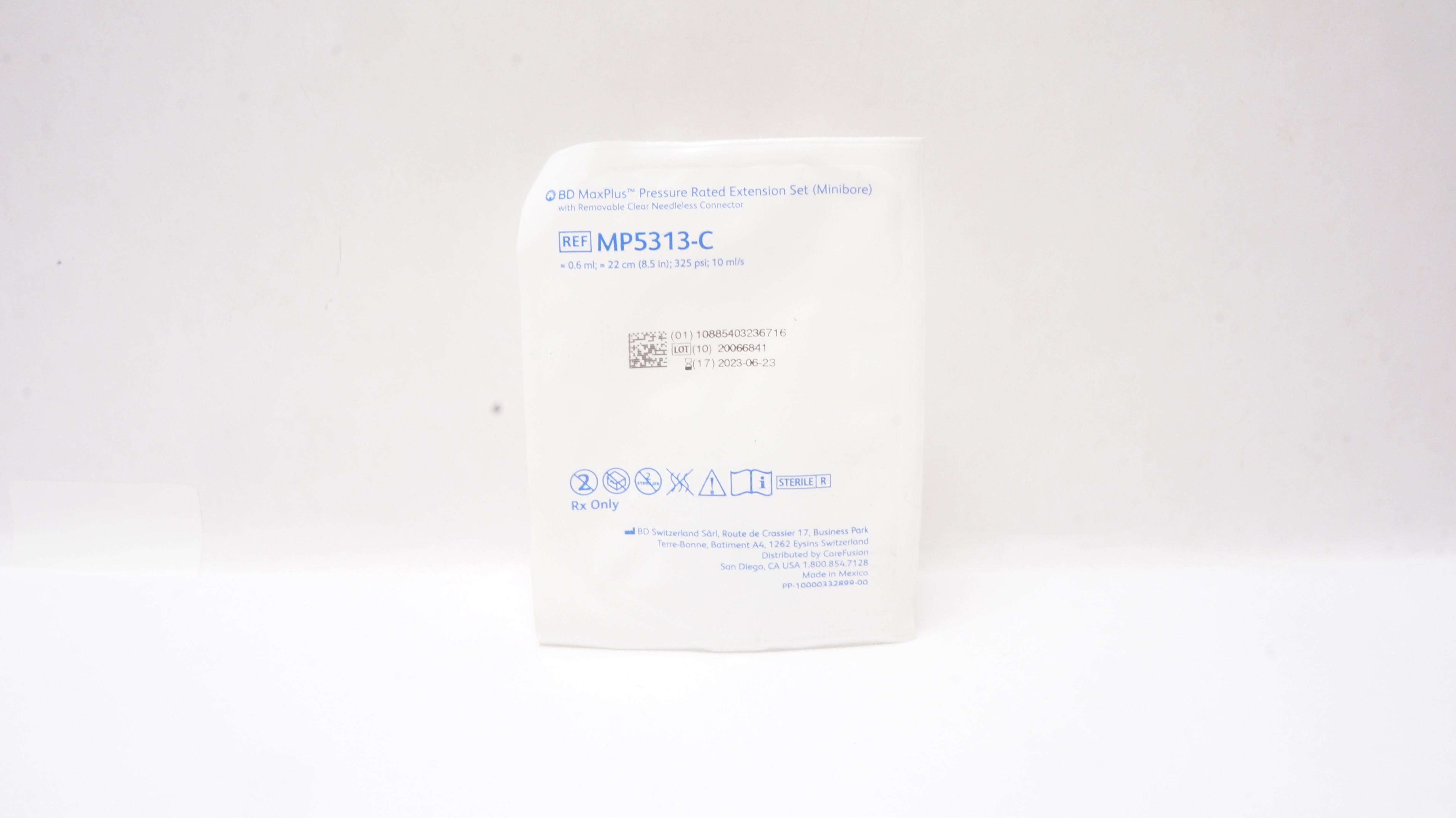 BD MP5313-C MaxPlus Pressure Rated Extension Set 0.6ml x 8.5inch (Approx.)