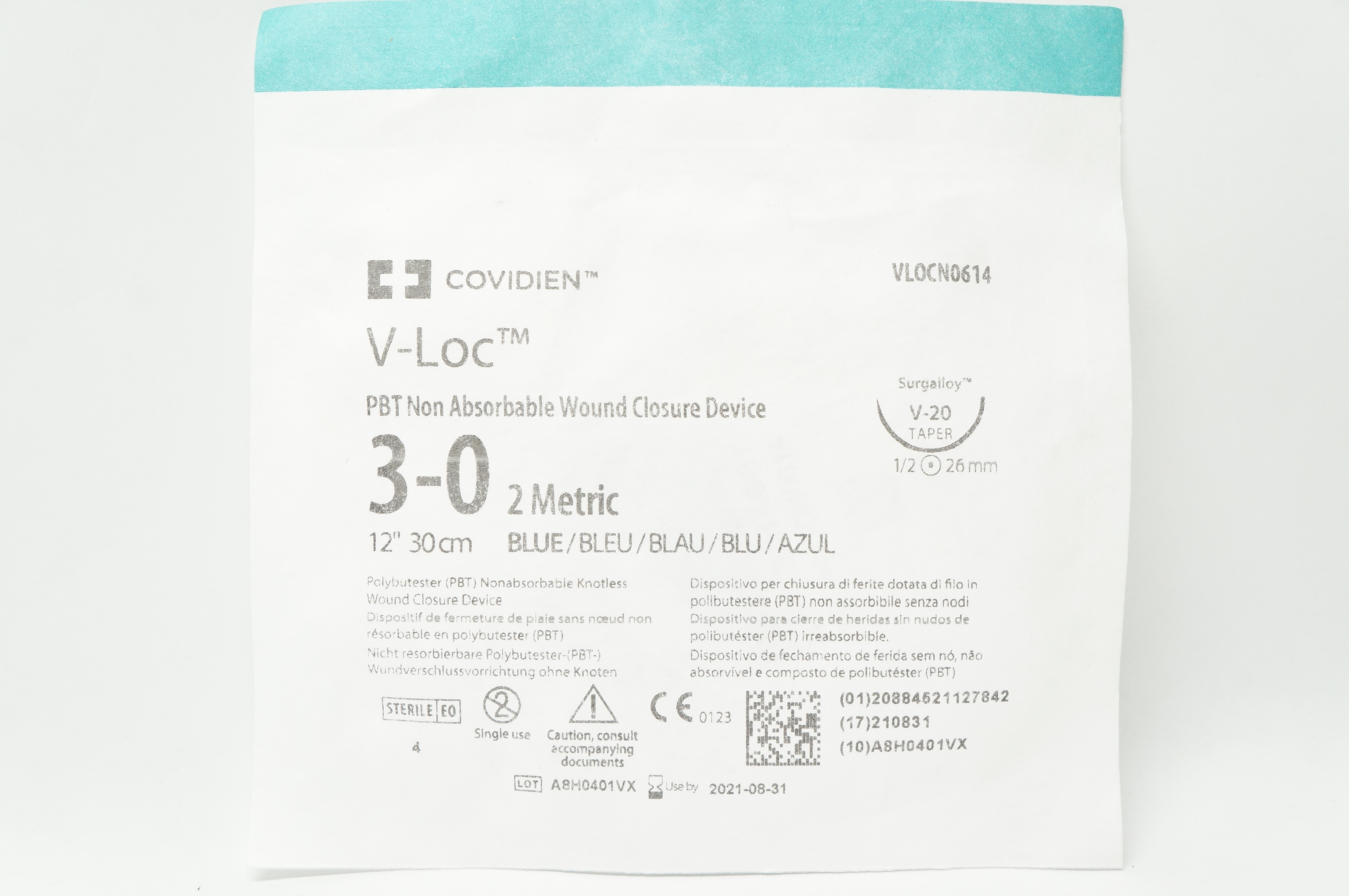 Covidien VLOCN0614 3-0 V-Loc Wound Closure Device V-20 Taper 1/2 26mm 12inch (x)