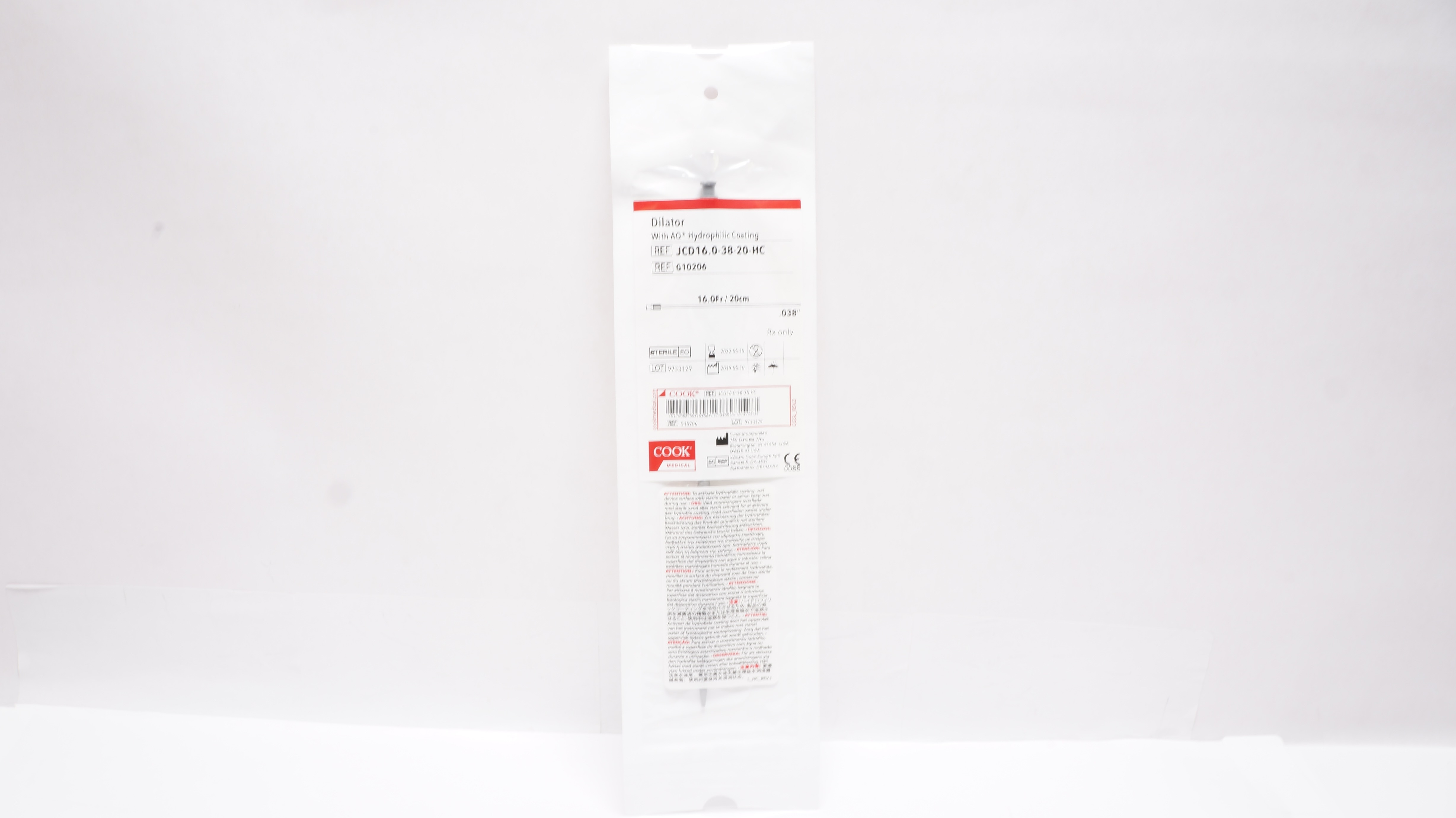 Cook Medical G10206 Dilator w/ AQ Hydrophilic Coating 16.0Fr/20cm x .038inch (x)