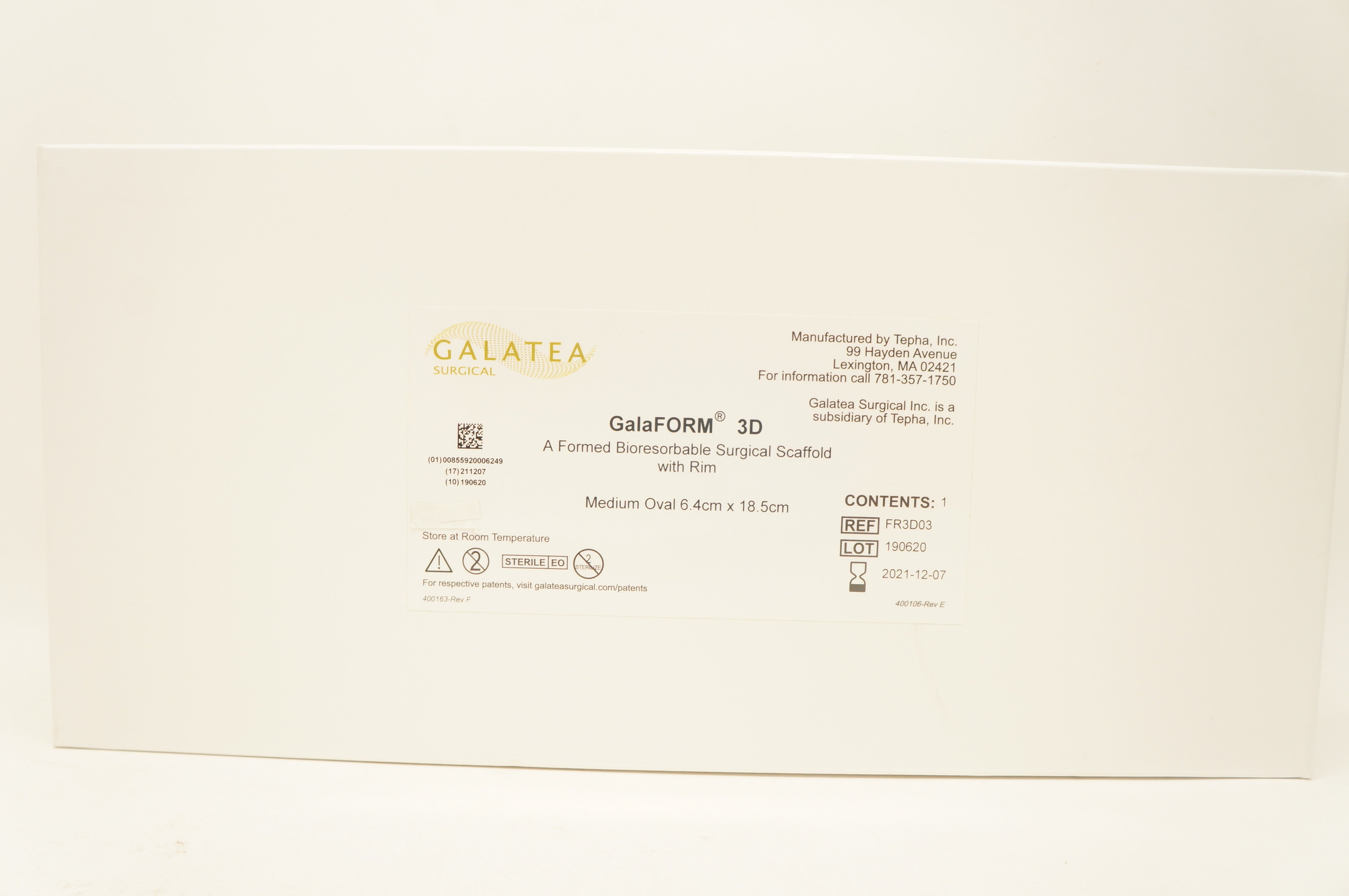Galatea Surgical FR3D03 GalaShape 3D A Shaped Bioresorbable Surgical Scaffold
