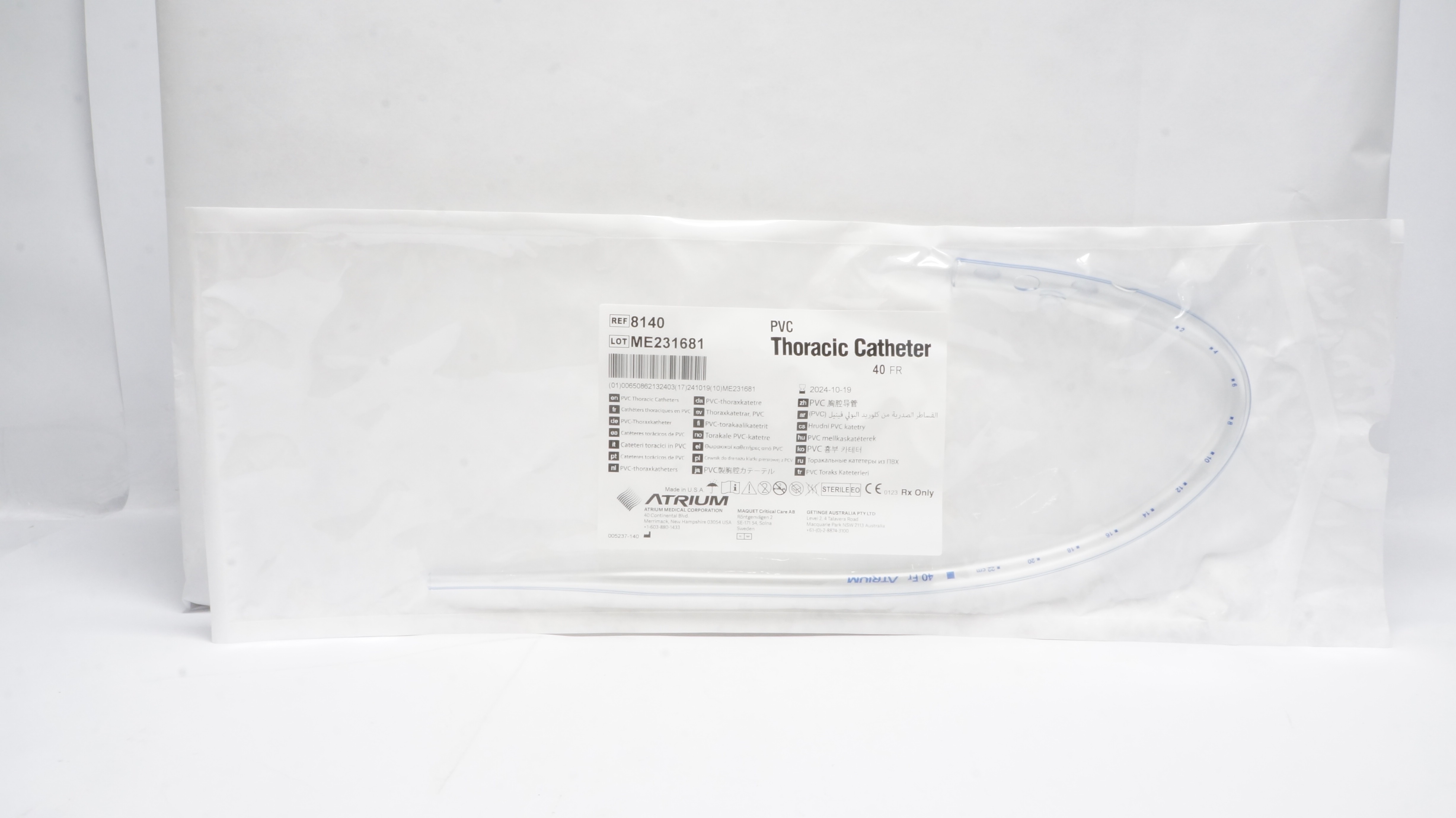 Atrium 8140 PVC Thoracic Cath 40Fr (x)