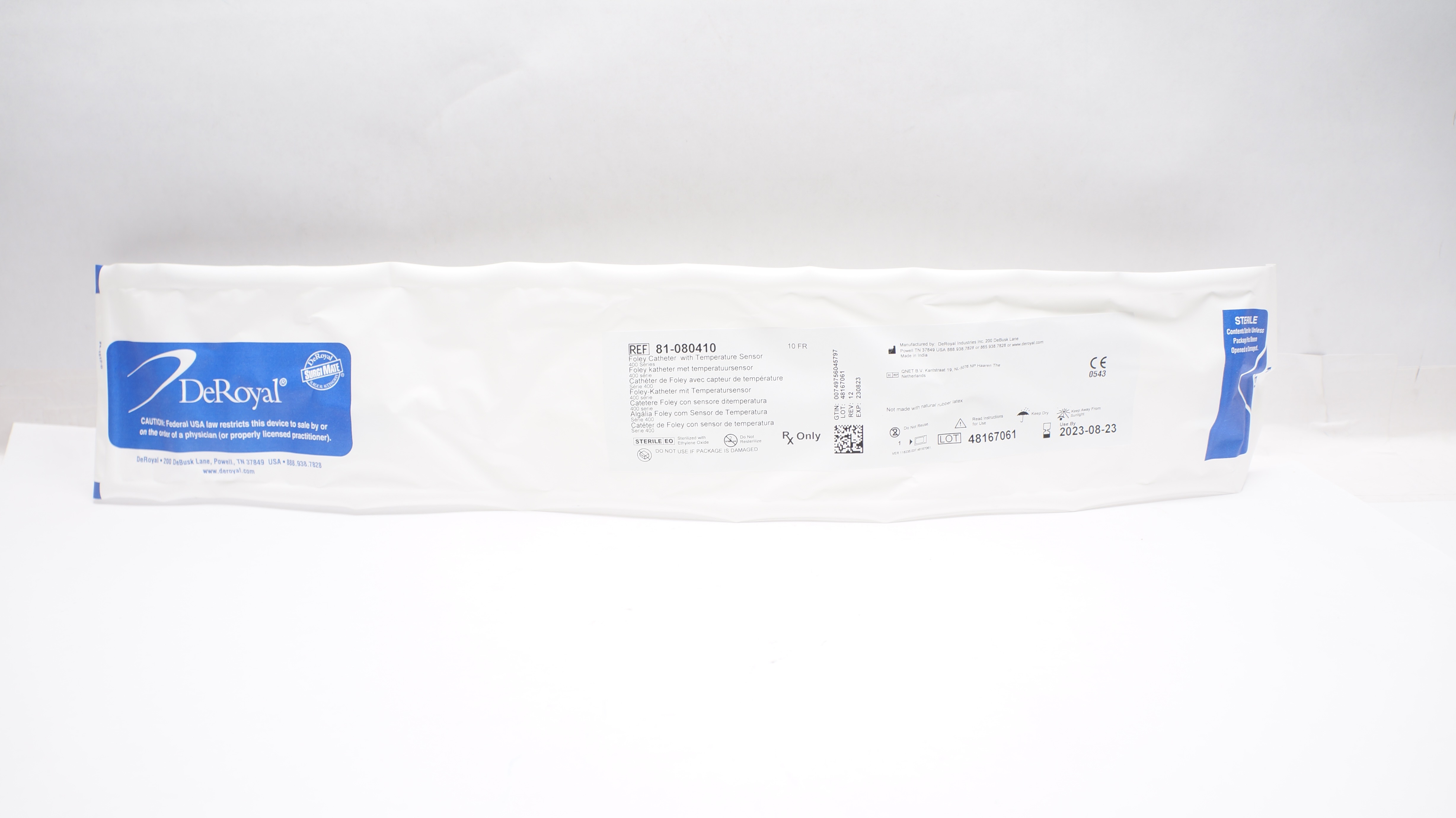 DeRoyal 81-080410 Foley Cath. W/Temperatue Sensor 10Fr (x)