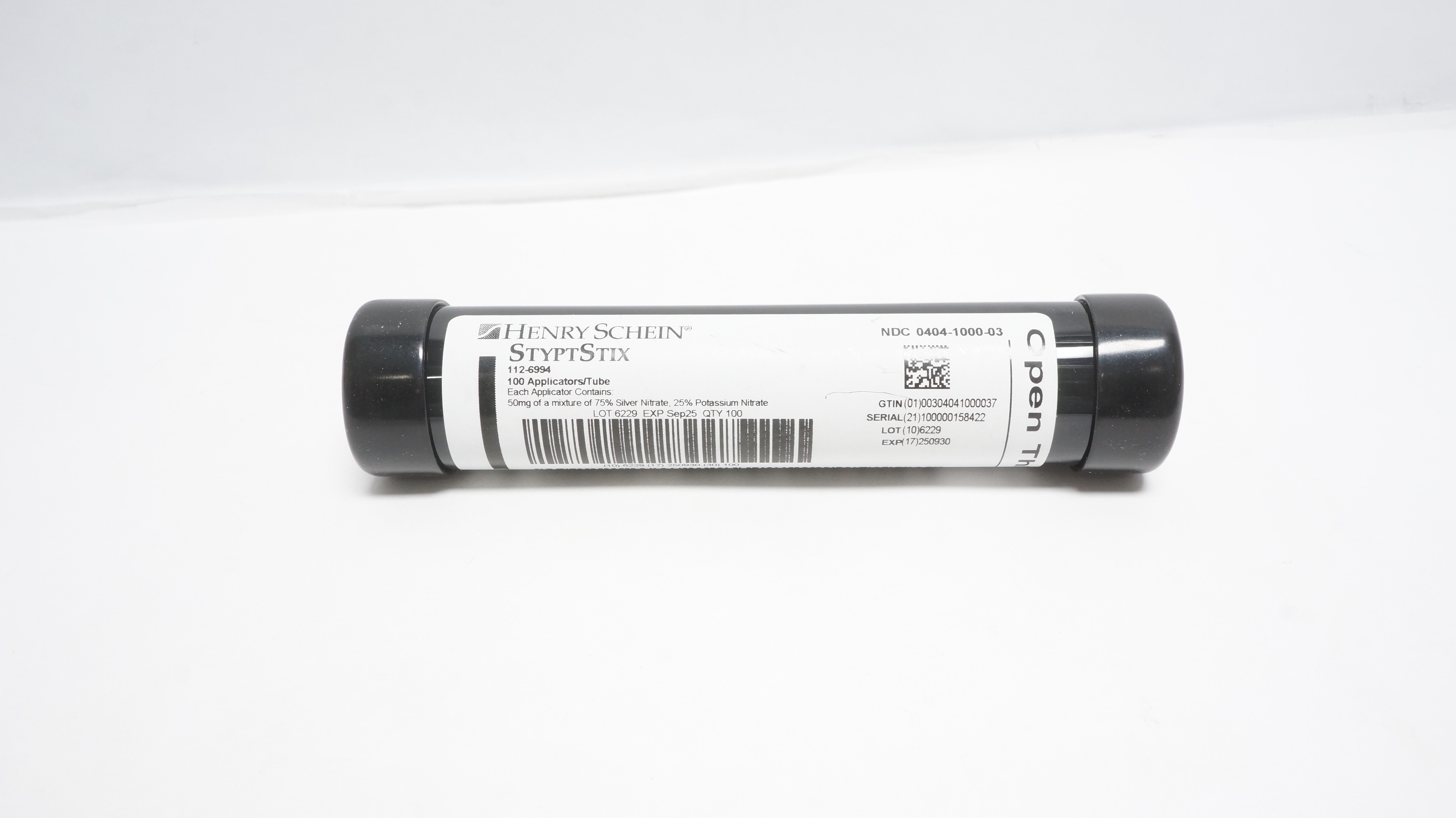 Henry Schein 112-6994 Silver Nitrate Topical Applicator 75%/25% - Pack of 100(x)