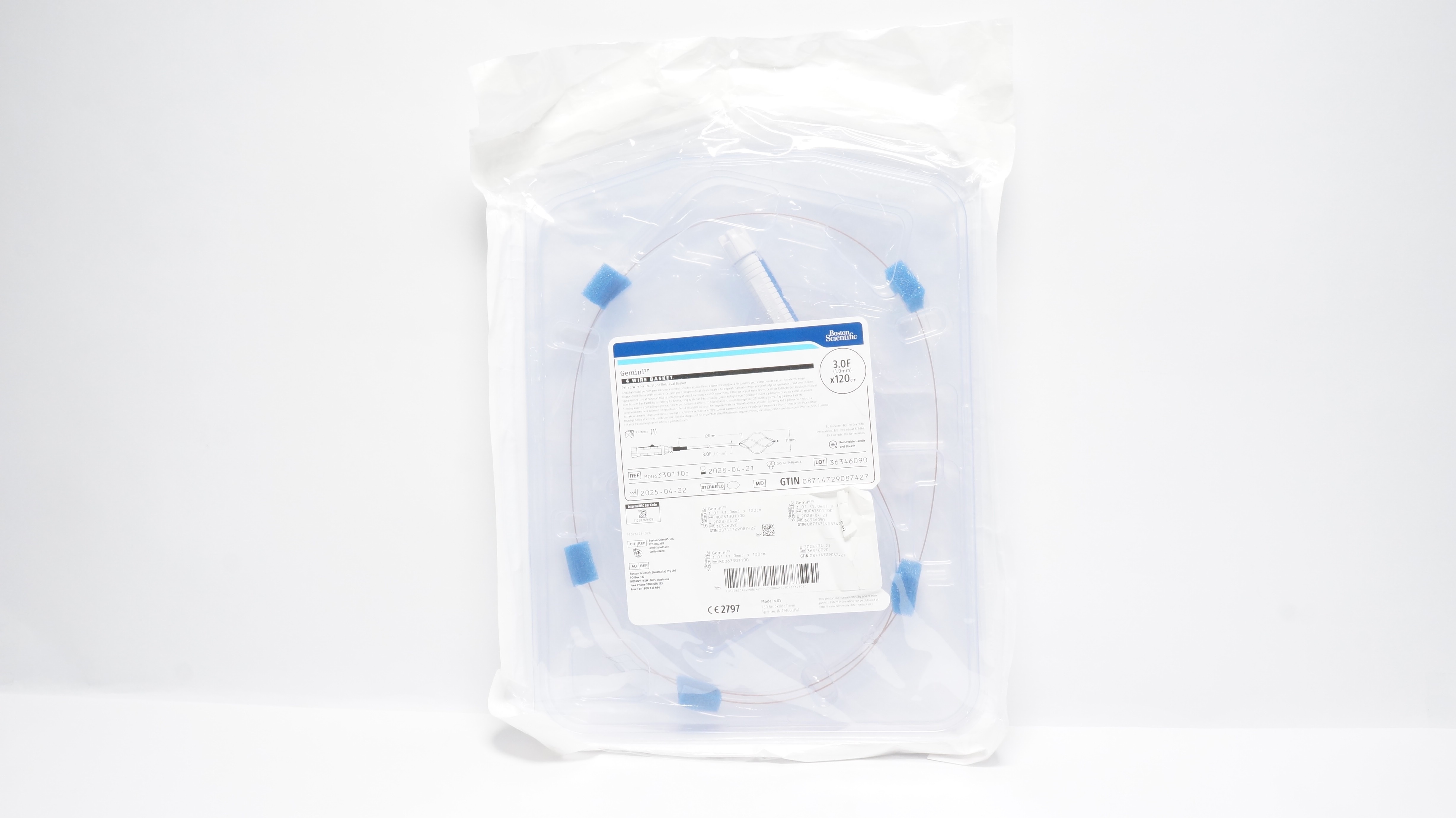 Boston Scientific M0063301100 Gemini 4 Wire Stone Retrieval Basket 3.0Fx120cm