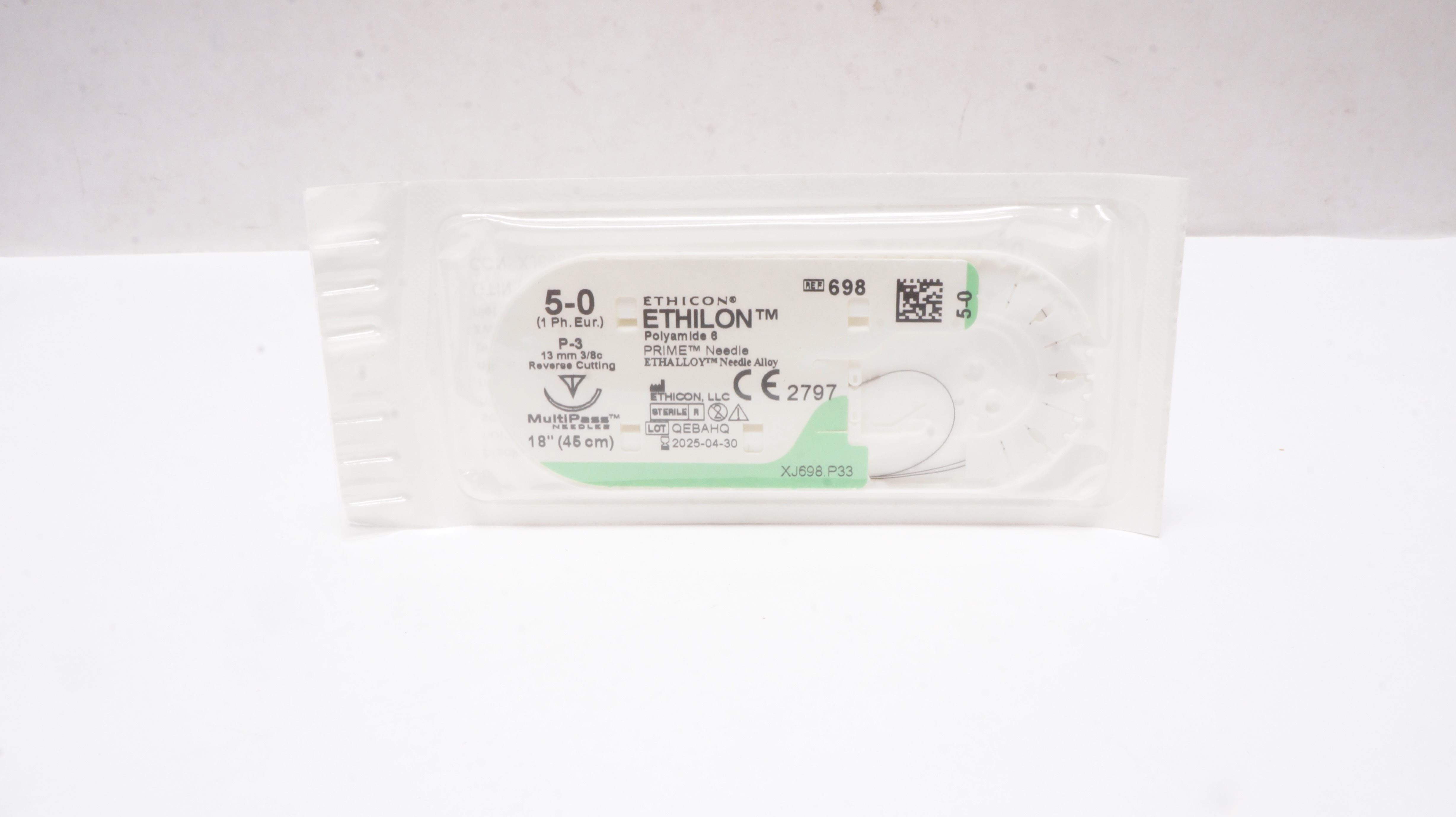 Ethicon 698 5-0 Ethilon P-3 13mm 3/8c Reverse Cutting, 18inch