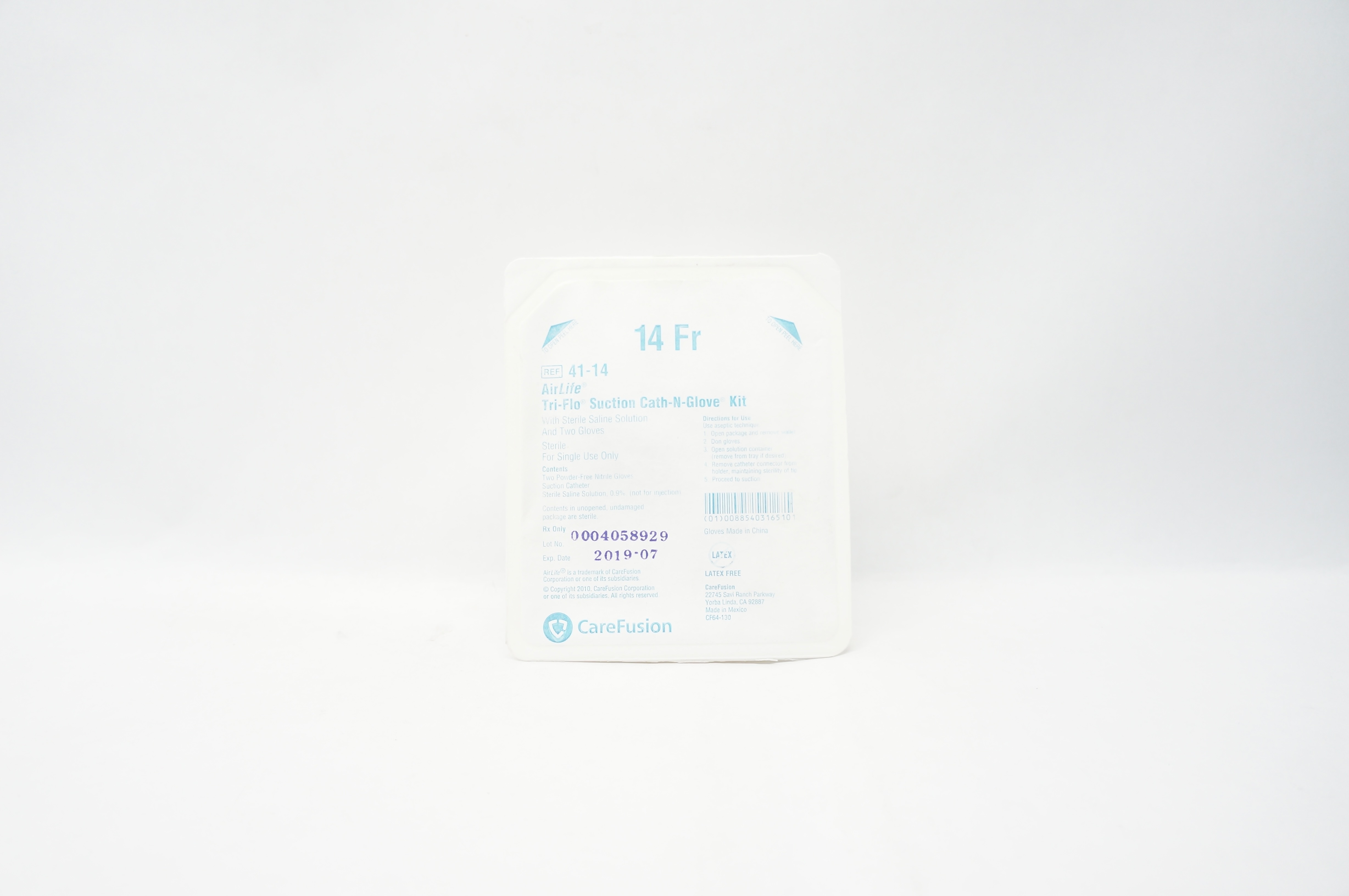CareFusion 41-14 AirLife Tri-Flo Suction Cath.-N-Glove Kit 14Fr (x)