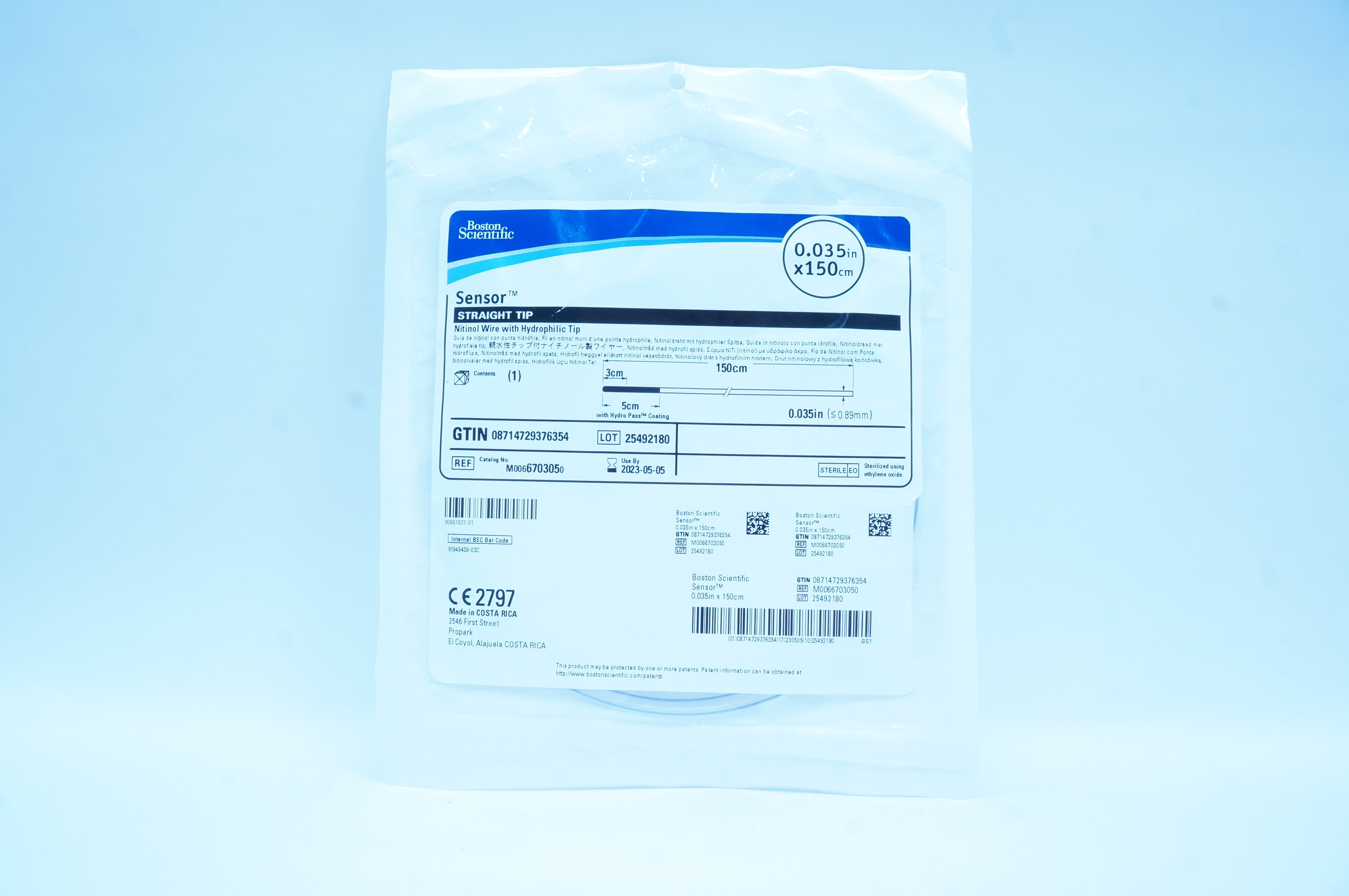 Boston Scientific 670305 Sensor Straight Tip, Dual Flex 0.038inch x 150cm