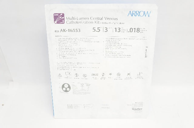 Arrow AK-16553 Multi-Lumen Central Venous Cath. Kit 5.5Fr x 13cm (x)