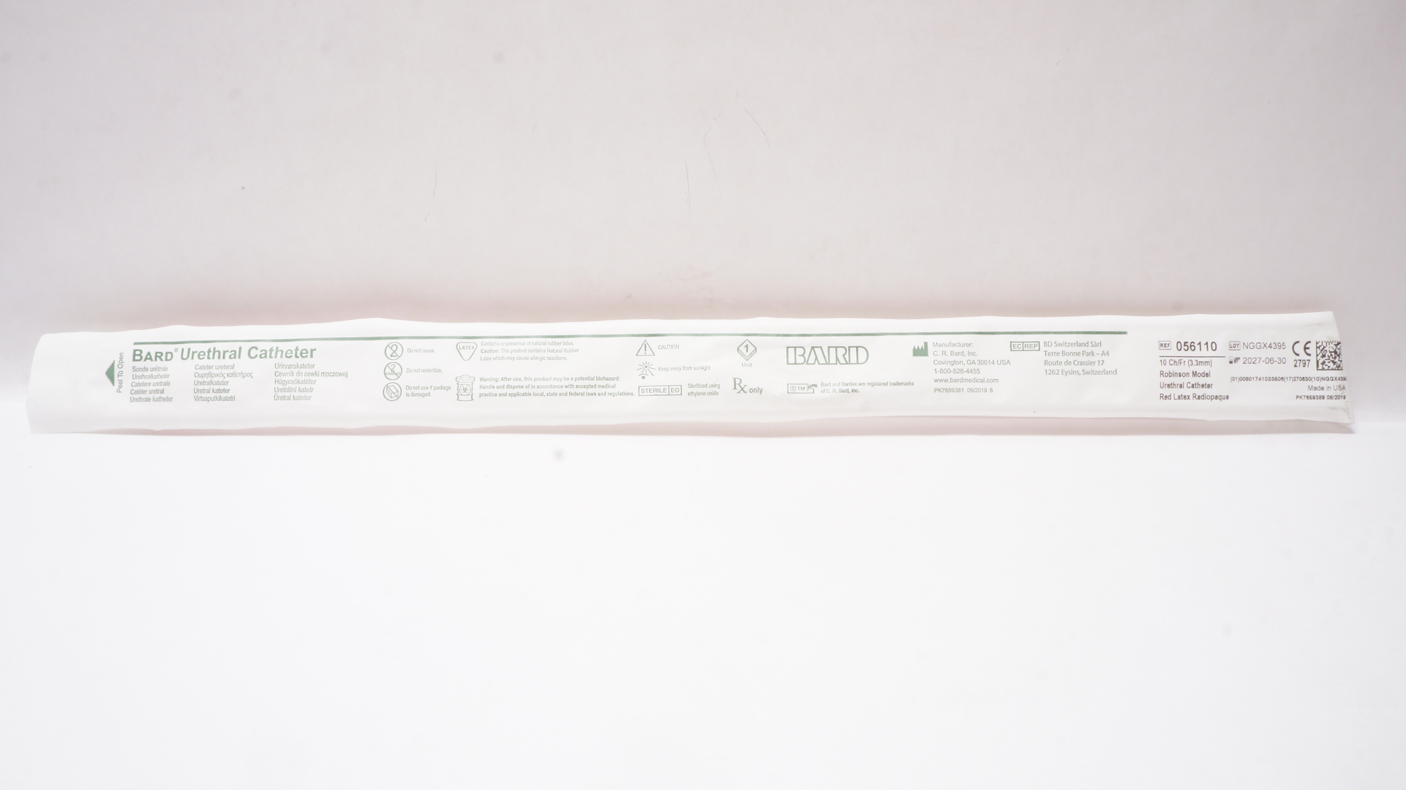 Bard 056110 Bardex 10Ch/Fr Robinson Model Urethral Cath.