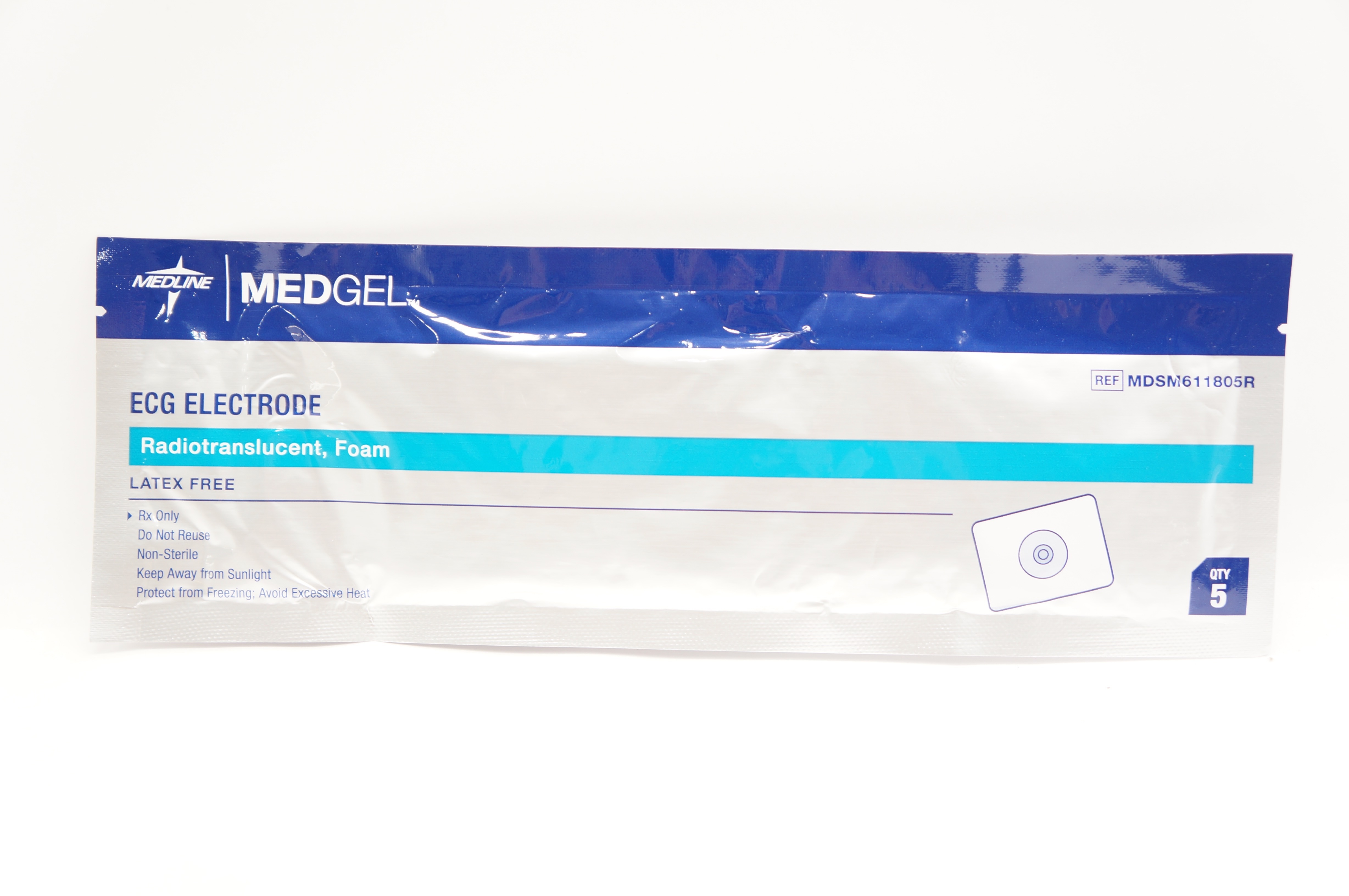 Medline MDSM611805R ECG Electrode Radiotranslucent, Foam - Pack of 5