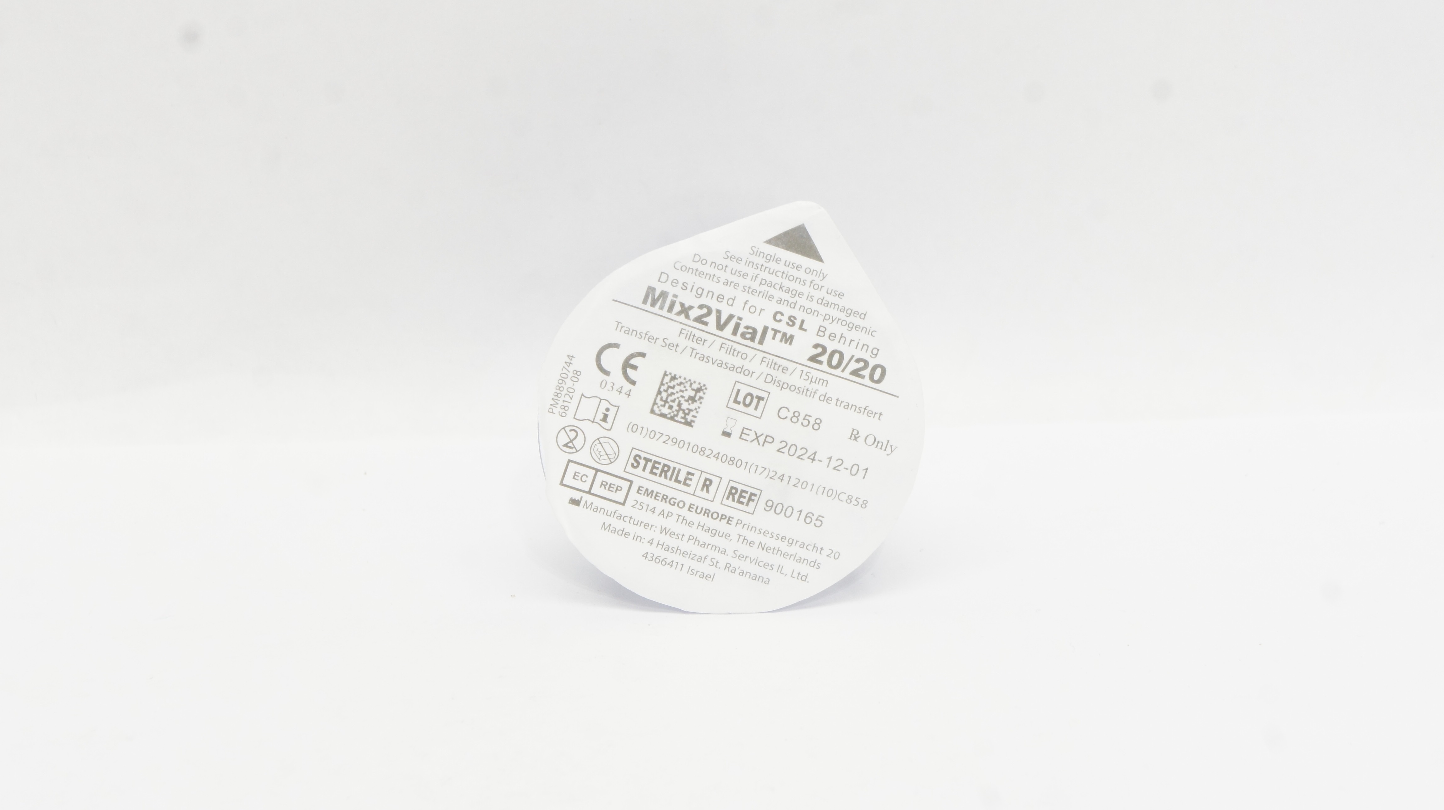 West Pharma 900165 Mix2Vial 20/20 Filter 15µm, Transfer Set