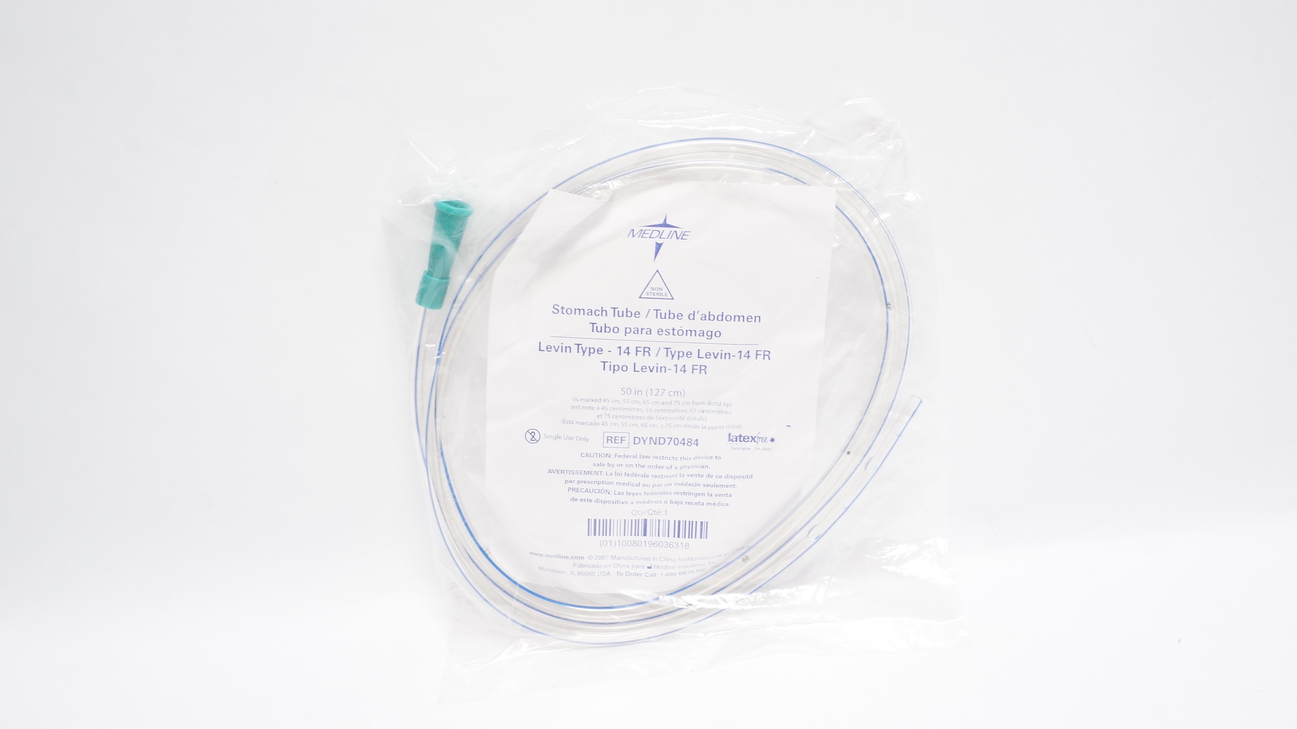 Medline DYND70484 Stomach Tube, Levin Type 14Fr, 50 inch