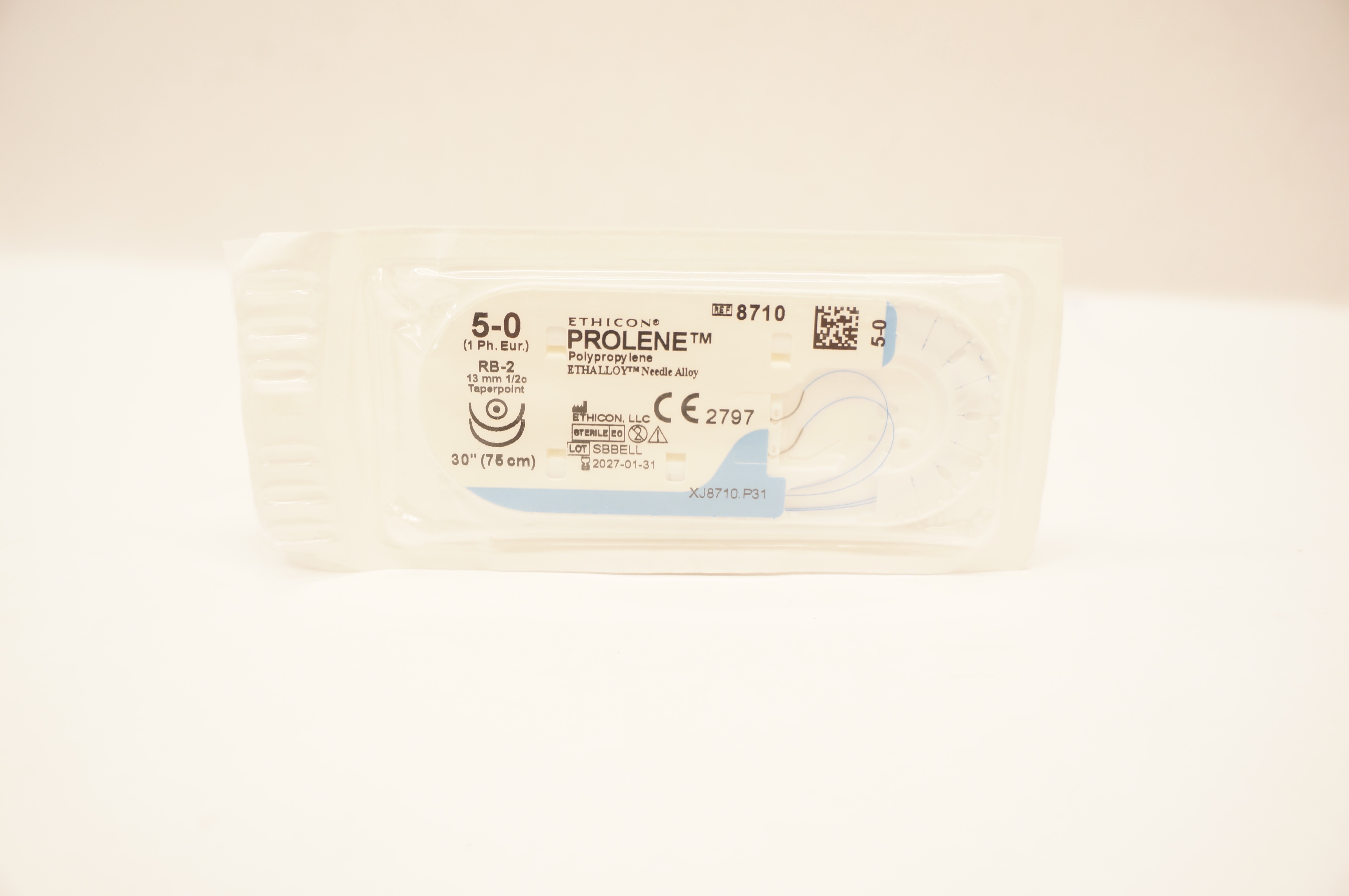 Ethicon 8710 5-0 PROLENE Non- Absorbable Stre RB-2 13mm 1/2c Taperpoint 30inch
