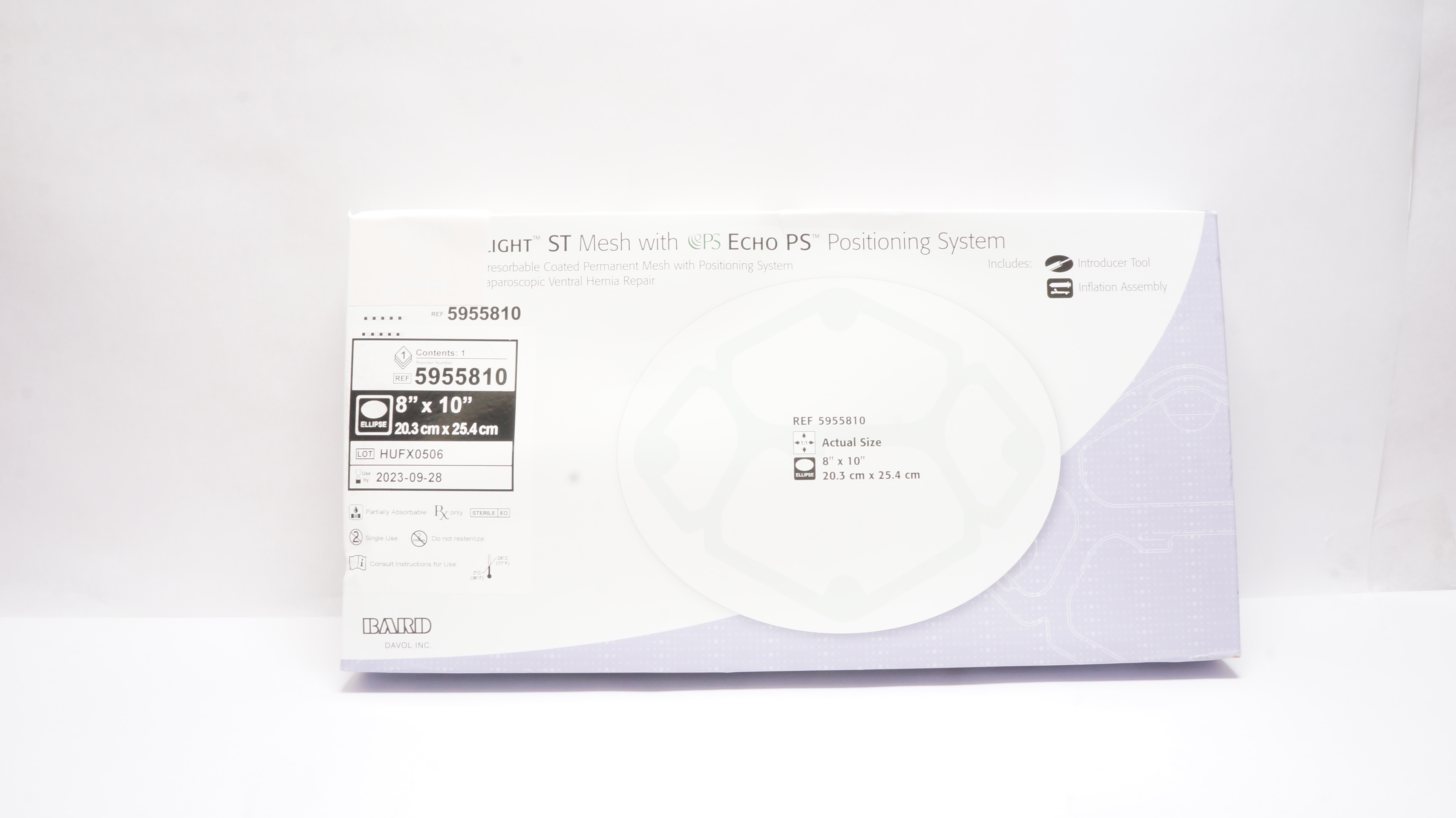 Bard 5955810 Ventralight ST Mesh With Echo PS Positioning System 8 x 10 inch