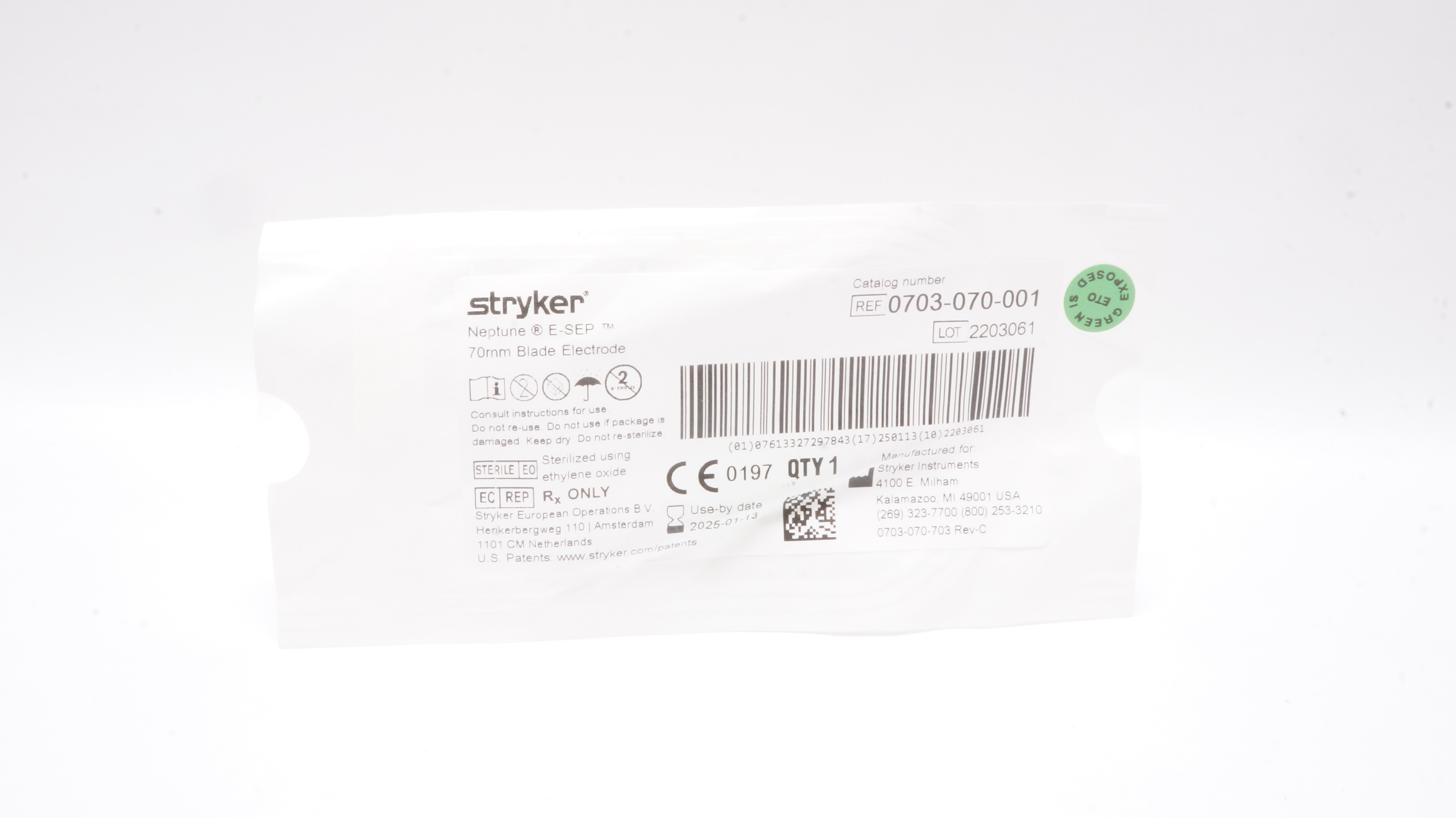 Stryker 0703-070-001 Neptune E-SEP Blade Electrode 70mm