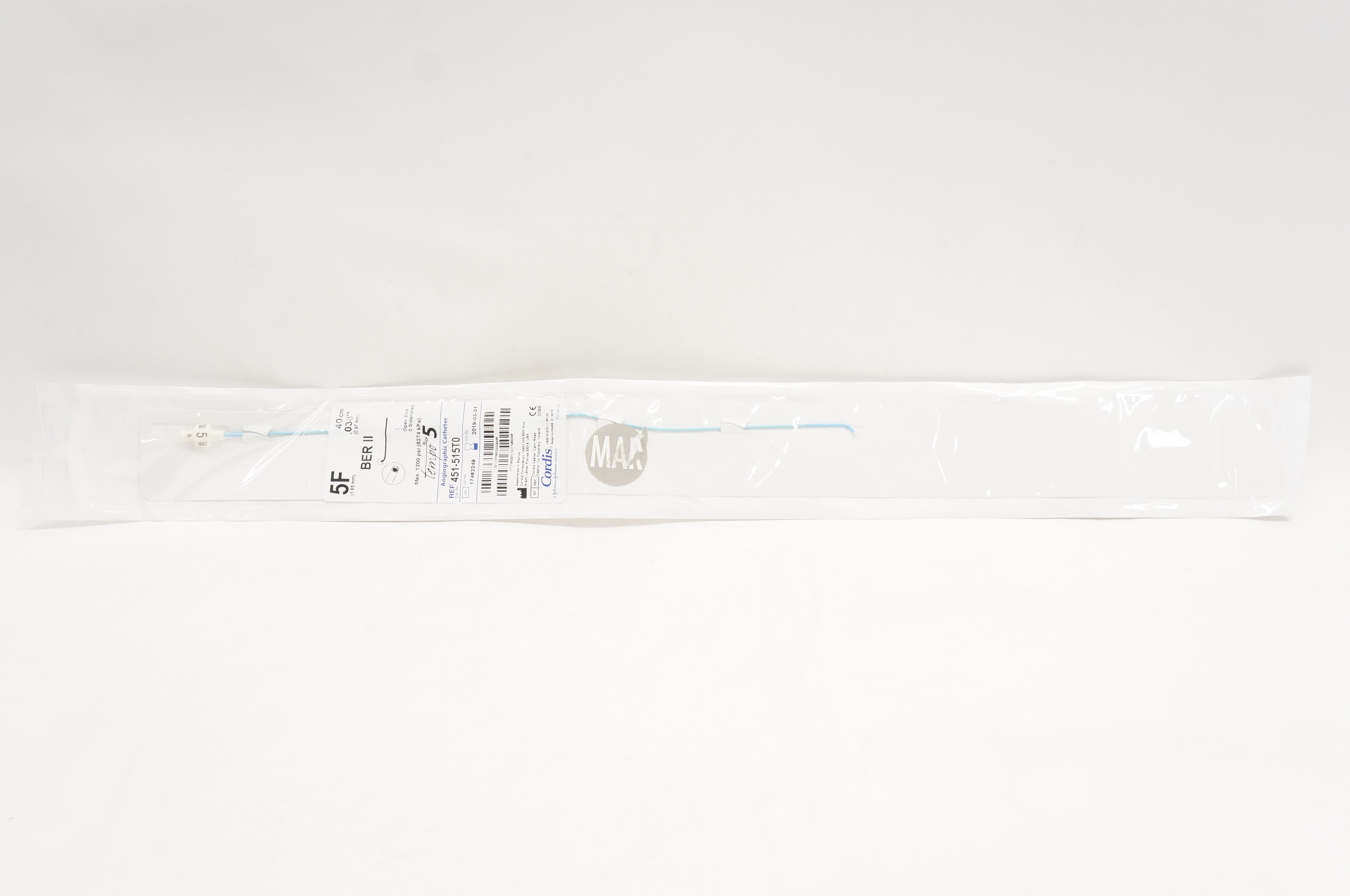 Cordis 451-515T0 BER II Angiographic Cath. 5F x .038inch x 40cm (x)