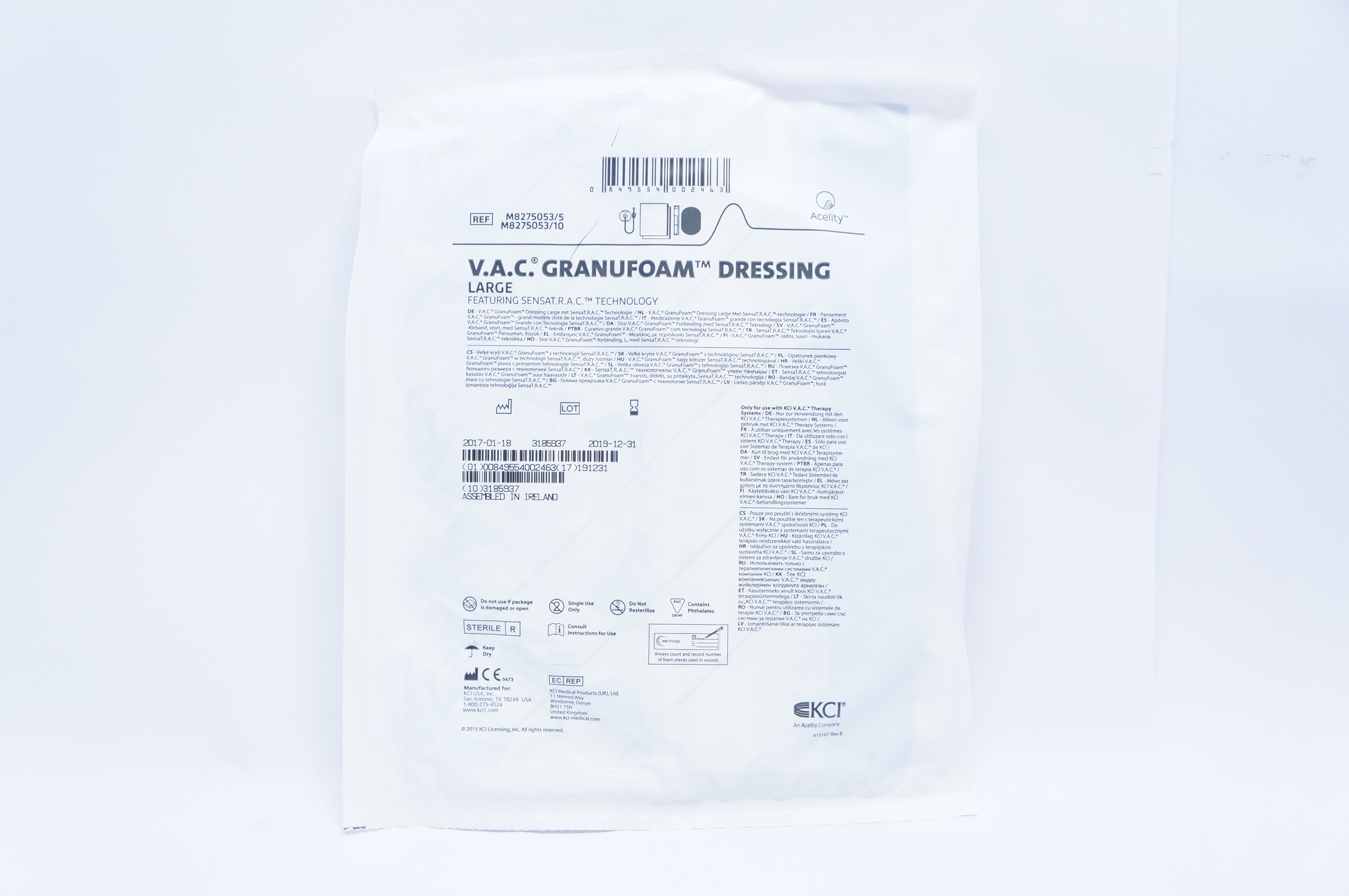 KCI M8275053/5 V.A.C. Granufoam Dressing, Large (x)
