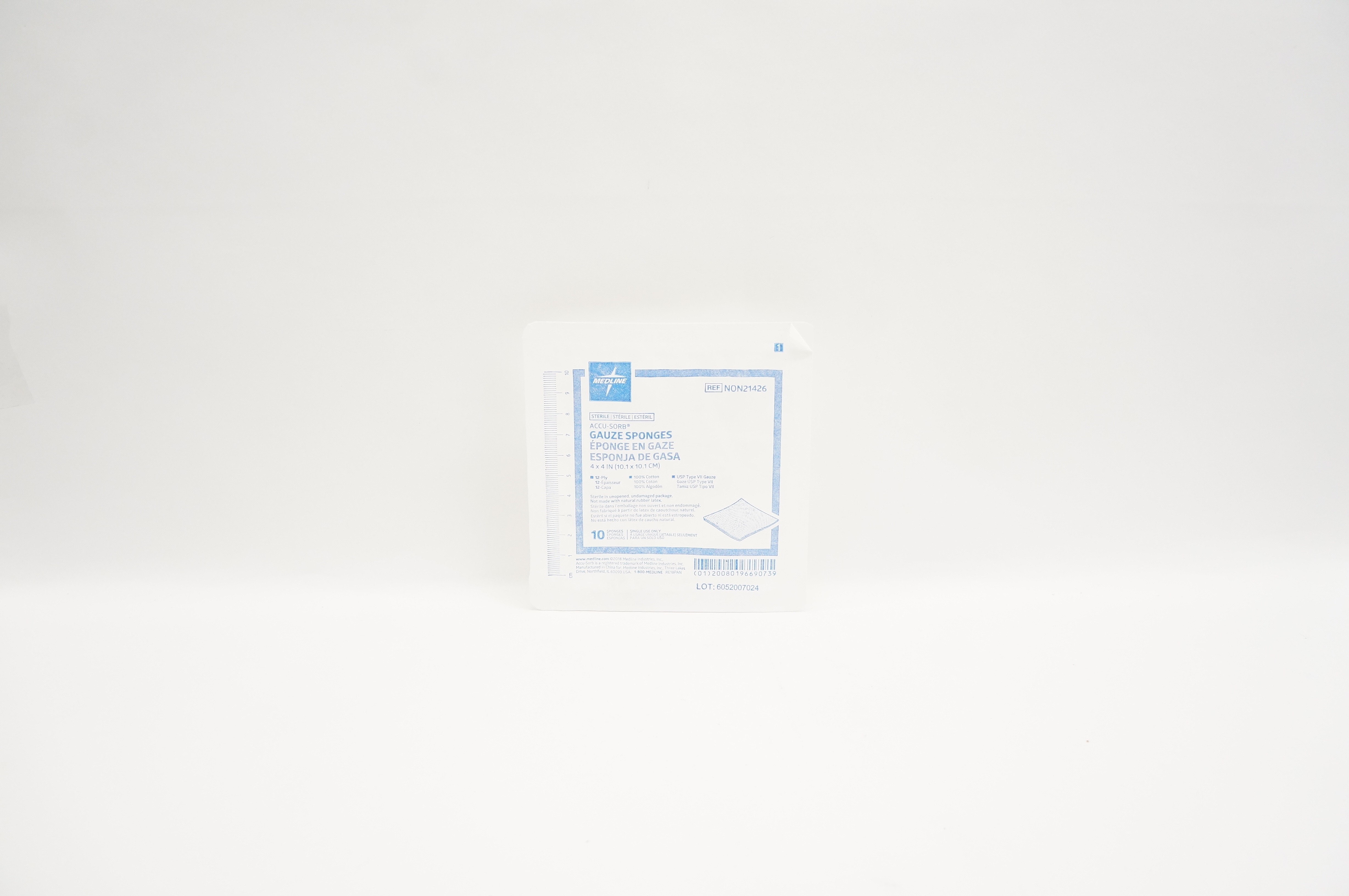 Medline NON21426 ACCU-SORB Gauze Sponges 12-Ply, 4 x 4 inch - Pack of 10