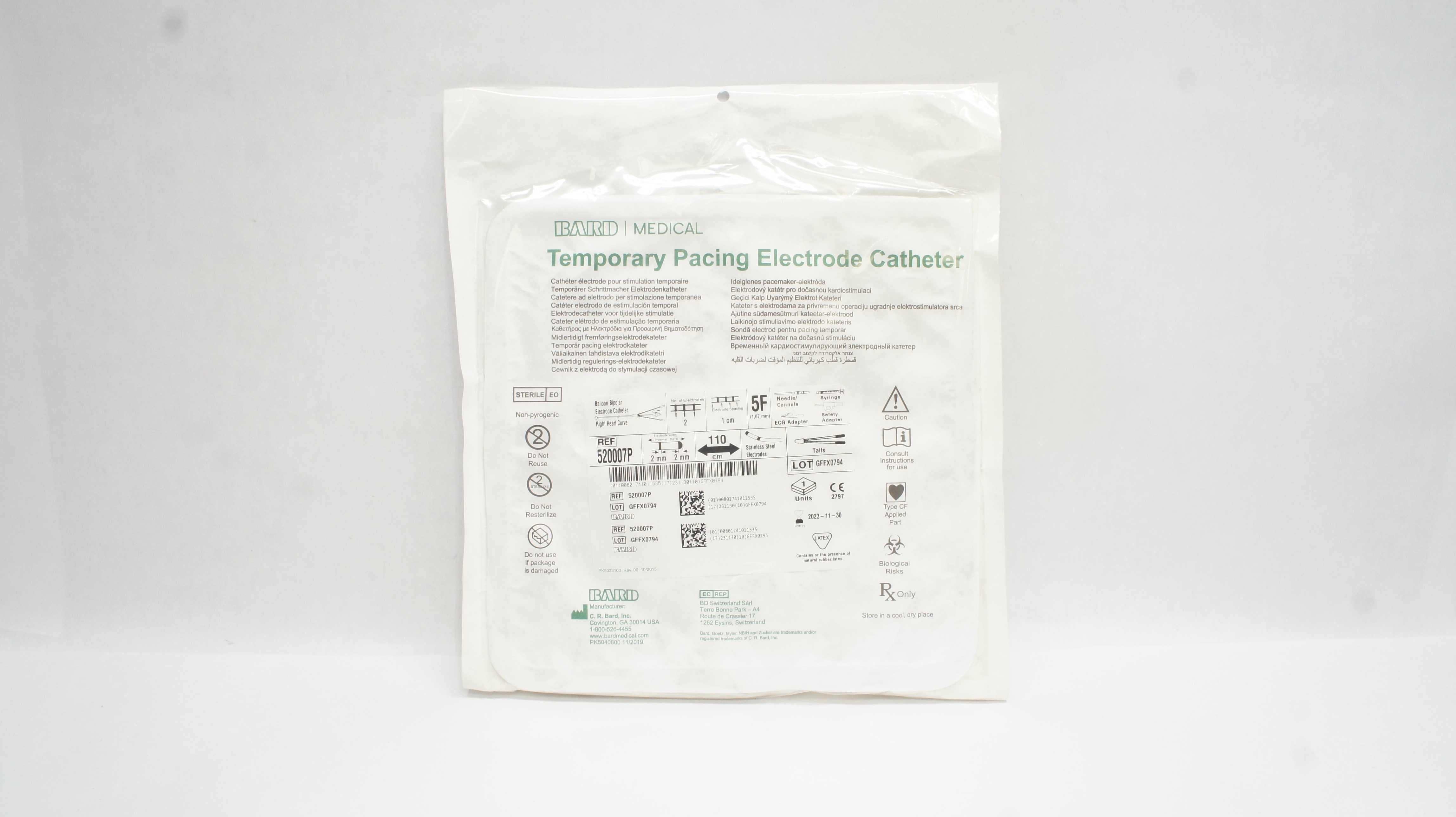 Bard 520007P Temporary Pacing Electrode Cath. 5F x 110cm (x)
