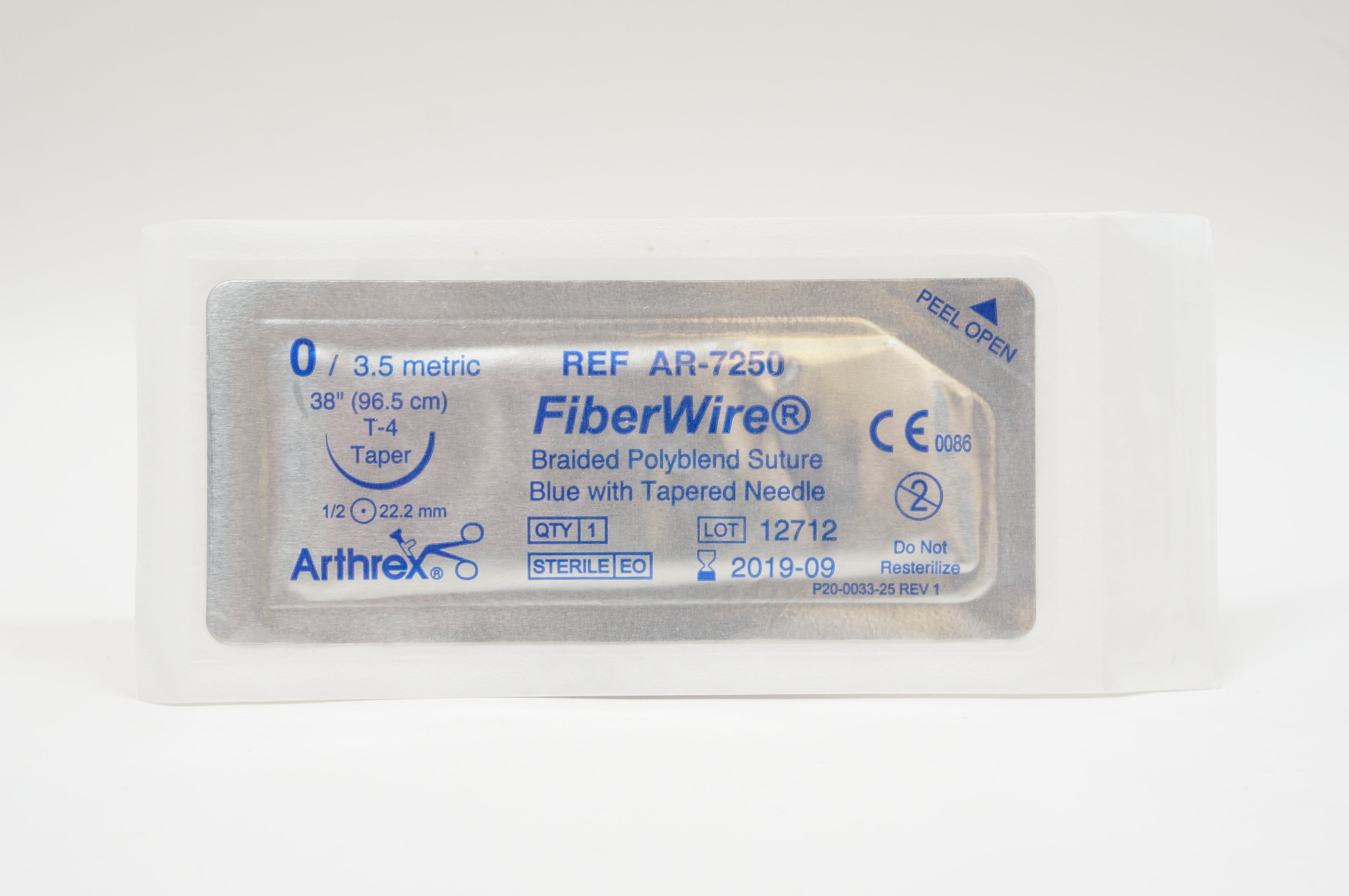 Arthrex AR-7250 0 FiberWire, T-4 Taper, 1/2c 22.2mm, 38inch (x)