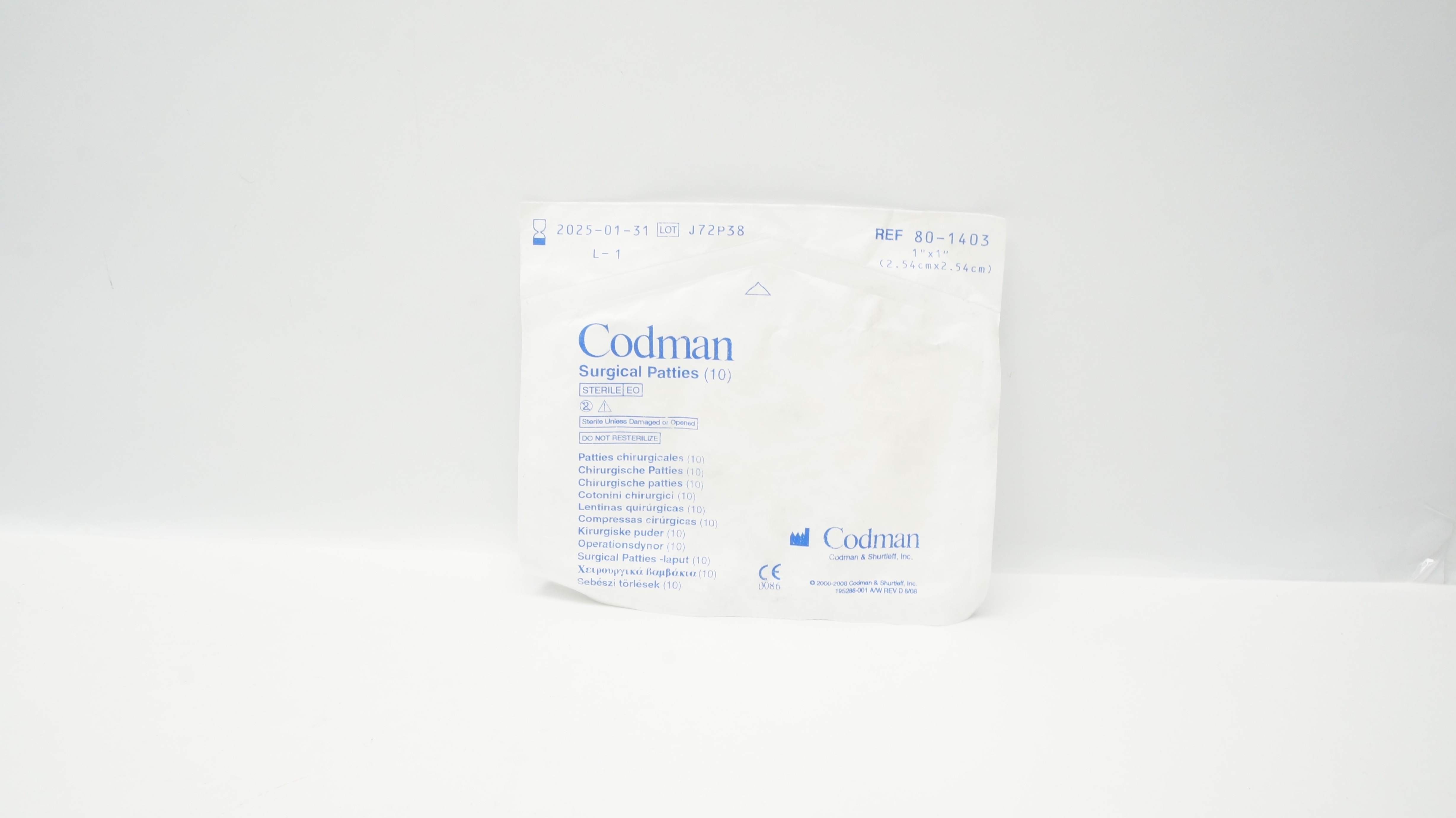 Codman 80-1403 Surgical Patties 1inch x 1 inch - Pack of 10