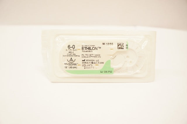 Ethicon 1856 6-0 Ethilon Polyamide 6 Stre PC-1 13mm 3/8c Conv. Cutting 18inch(x)