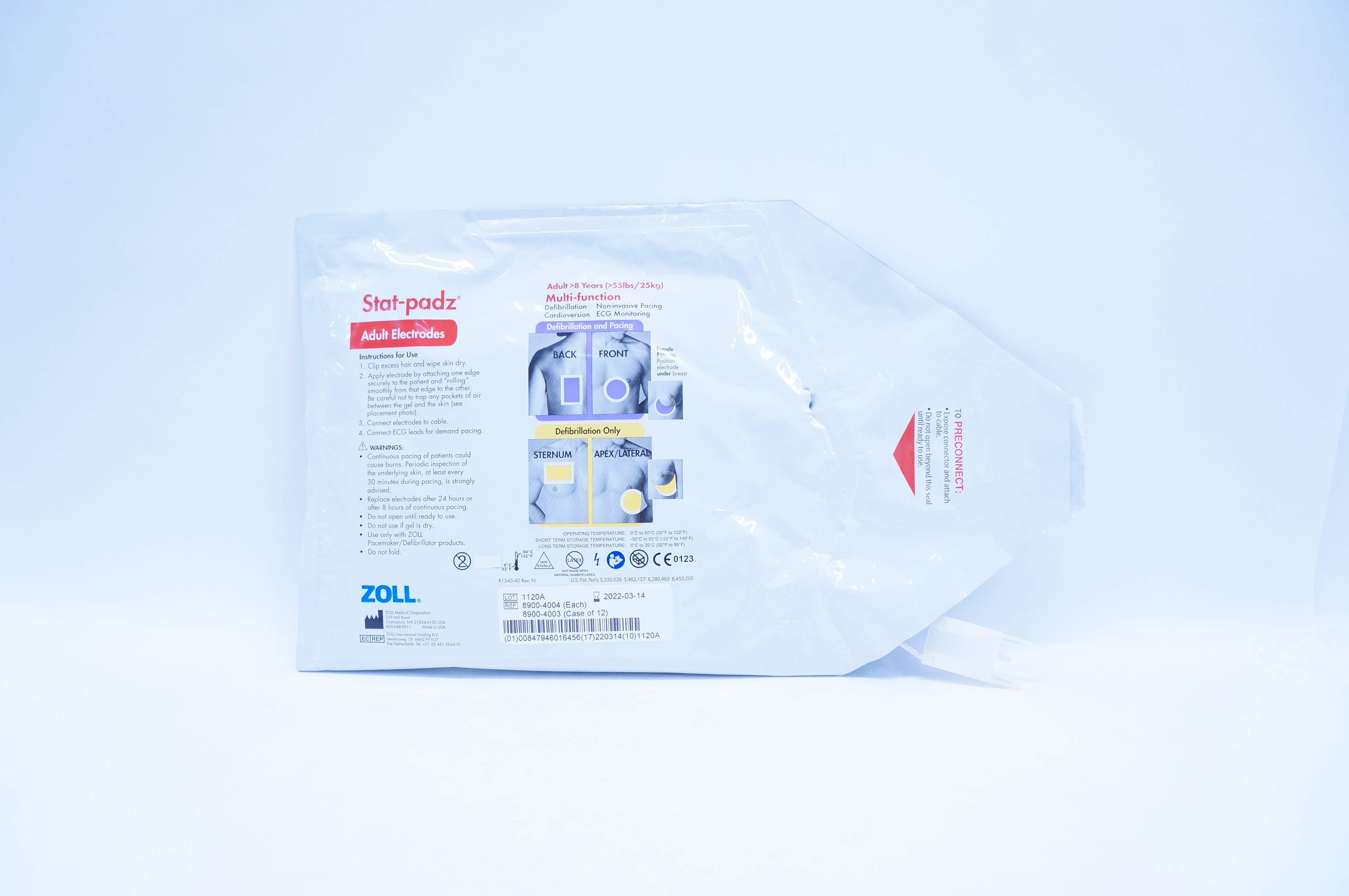 Zoll 8900-4004 Stat-padz Multi-Function Adult Electrodes >8 Years (>55 lbs) (x)