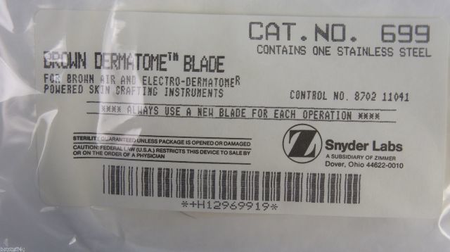 Zimmer 699 Dermatome Blade for Brown Air and Electro-Dermatome Instruments