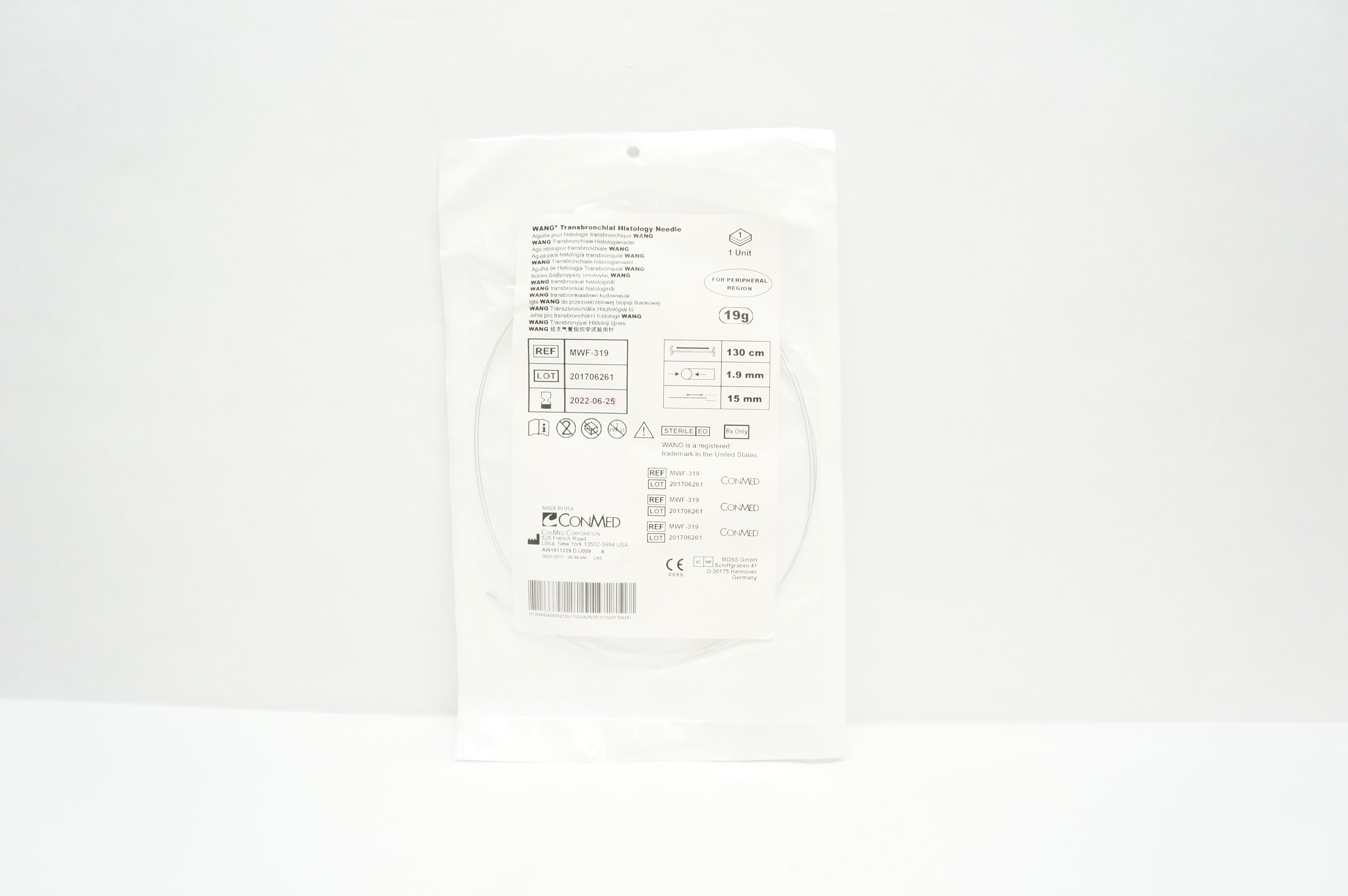 ConMed MWF-319 WANG Transbronchial Histology Ndle 19G x 130cm (x)