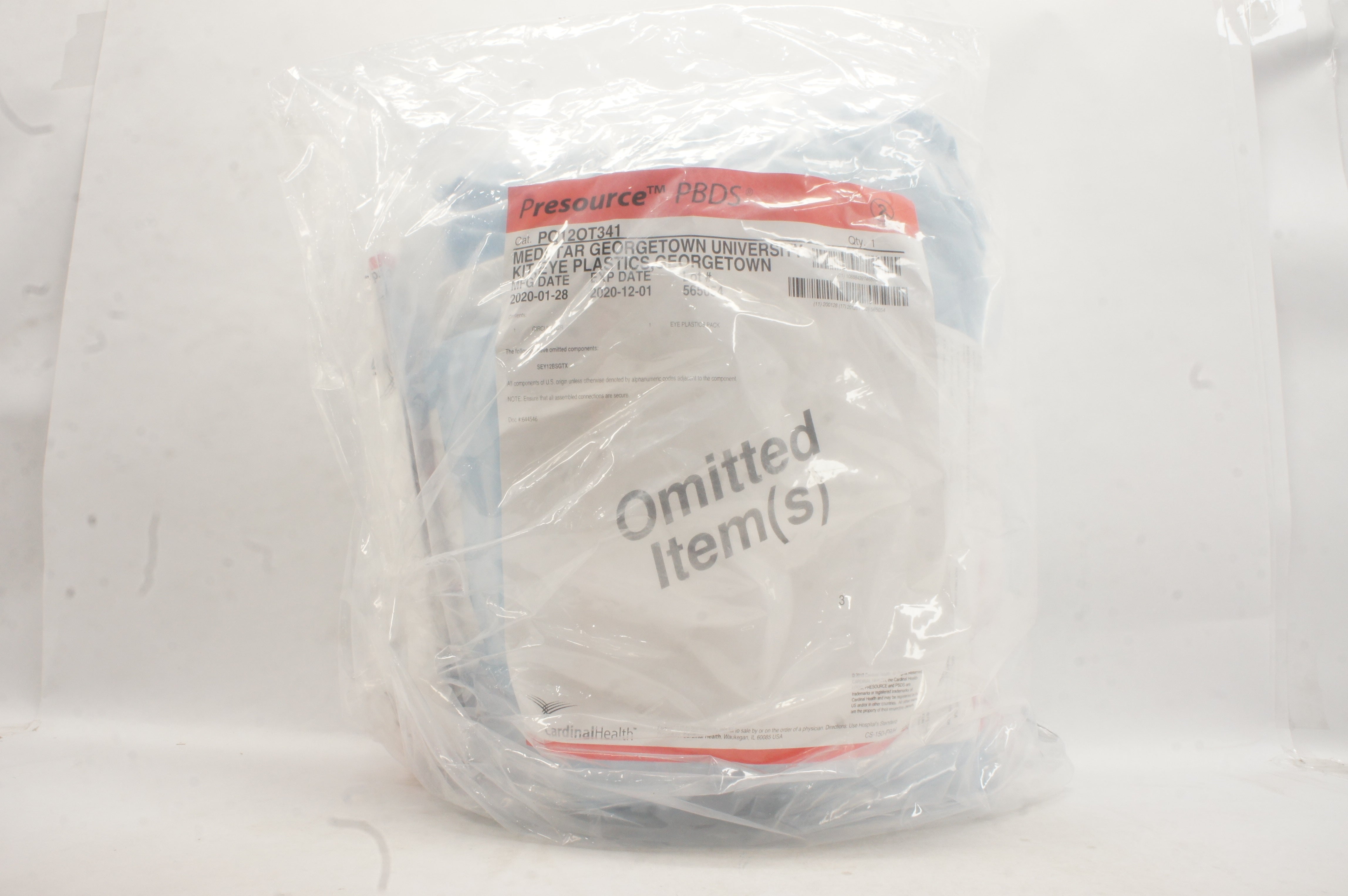 Cardinal Health PQ12OT341 Presource PBDS Mestar Georgetown University Kit (x)