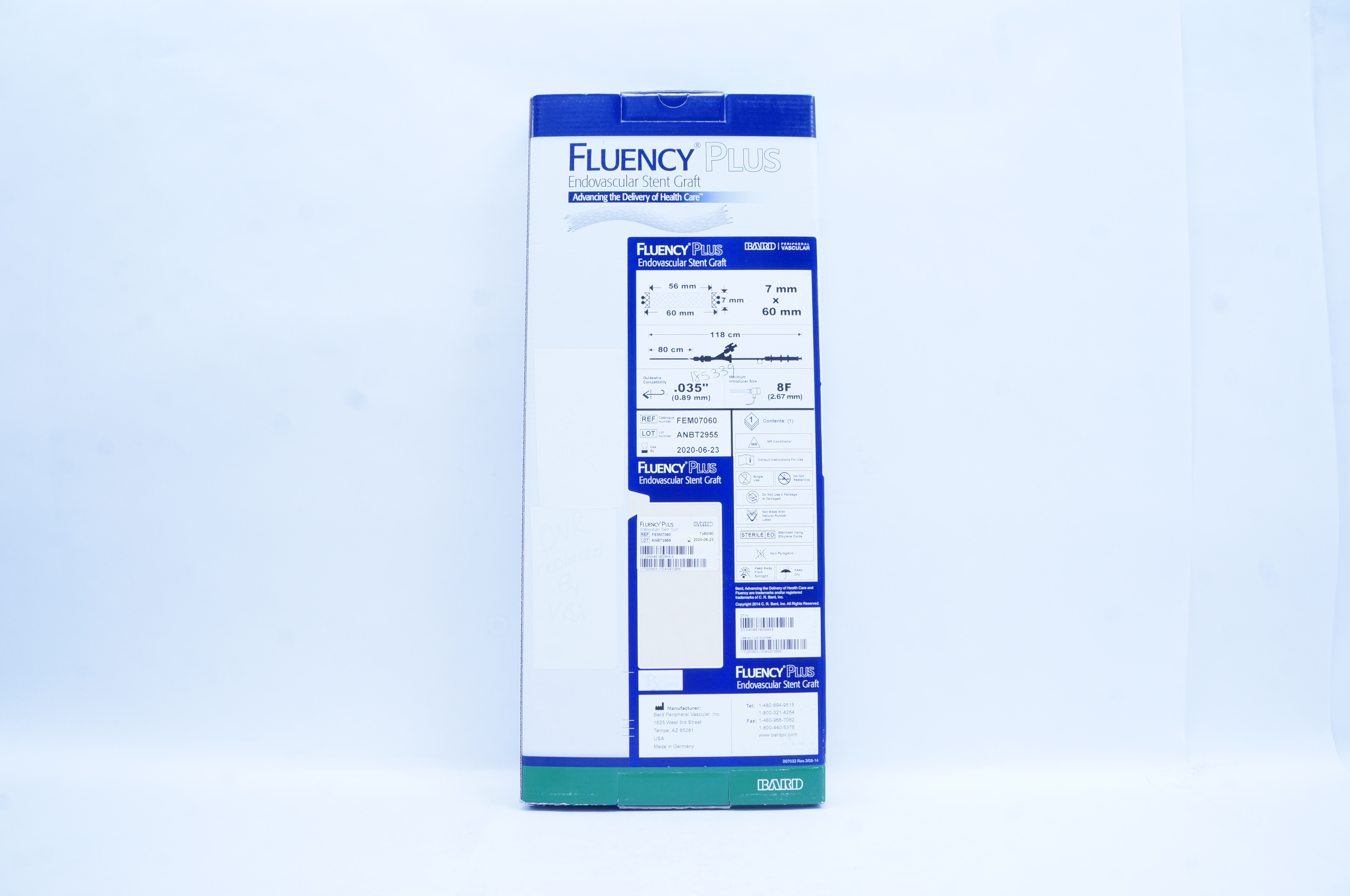 Bard FEM07060 FluencyPlus Endovascular Stnt. Graft 8F x .035inch x 118cm (x)