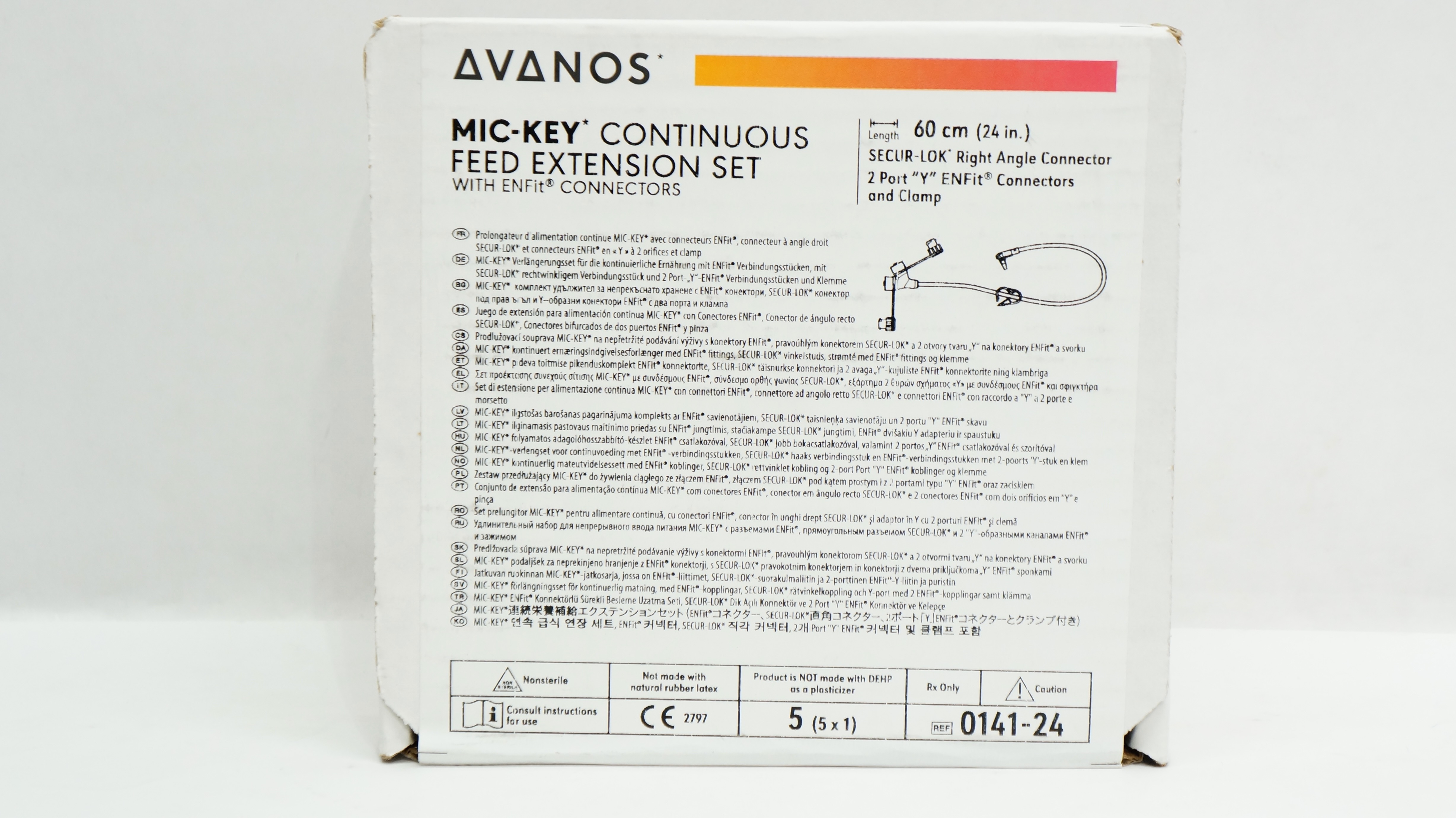 Avanos 0141-24 Mic-key Continuous Feed Extension Set 24inch - Box of 5